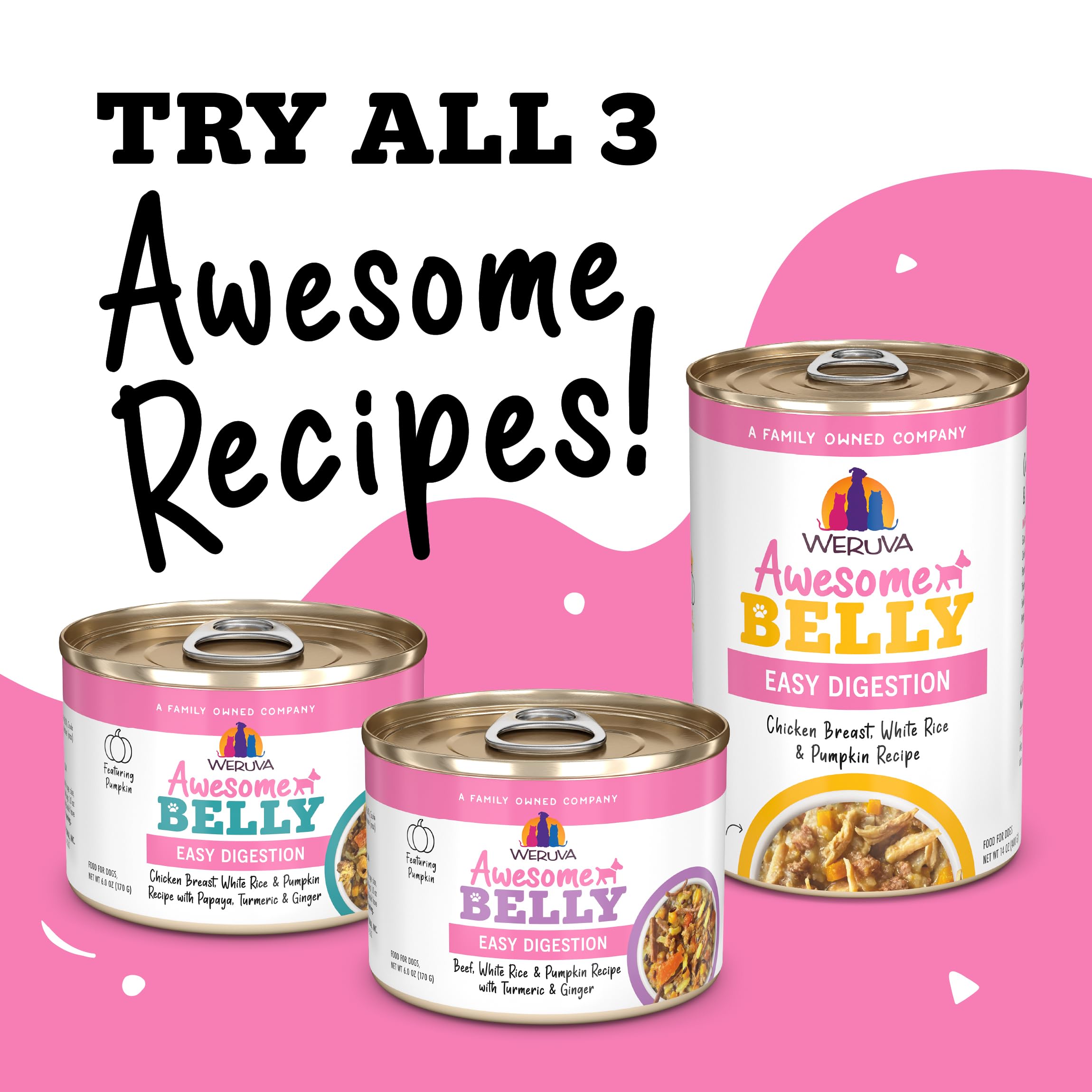 Weruva Awesome Belly Wet Dog Food, Sensitive Stomach Superhero Variety Pack, 6oz Can (Pack of 9)