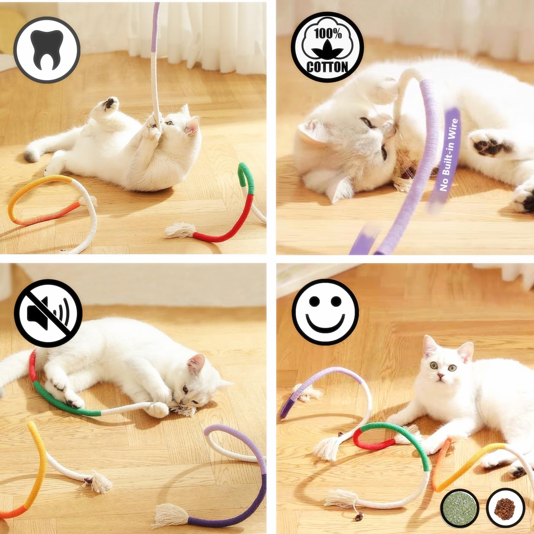 GREMBEB Cat Toys 5Pcs Extended Catnip Toys for Indoor Kitten Kitten Silvervine Chew Molar Scratch Interactive Cotton Rope Cleani