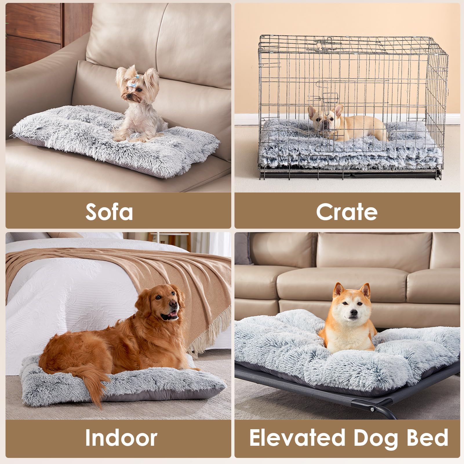 Eheyciga Fluffy Xxl Dog Crate Pad, Plush Faux Fur Bed For Extra Large Dogs, Calming Anti-Anxiety Mat With Non-Slip Bottom