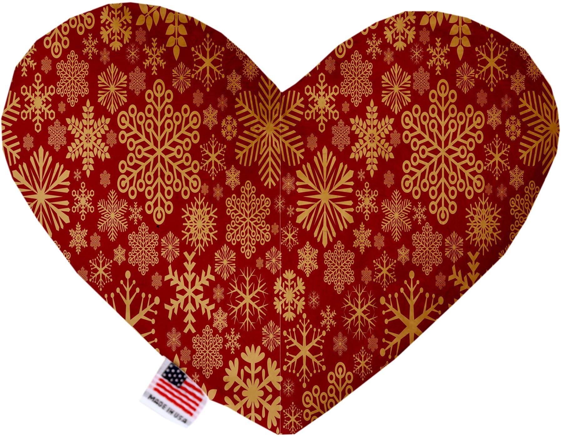 Pet and Dog Plush Heart or Bone Toy, "Classy Christmas Group" (Available in different sizes, and 7 different pattern options!) Red Snowflakes 6" Plush Heart