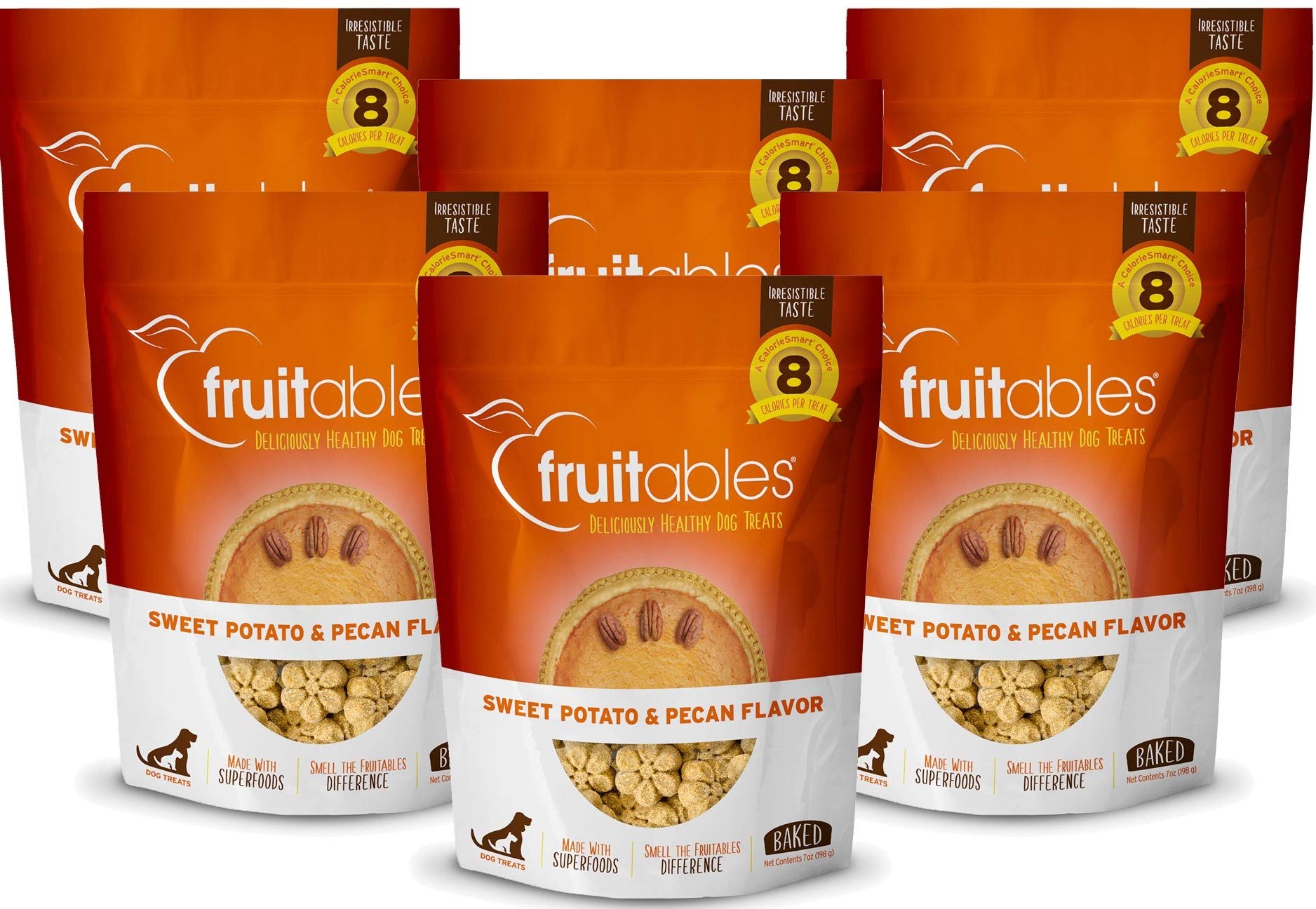 Fruitables 7 Ounce Crunchy Baked Dog Treats Sweet Potato and Pecan Flavor Pack of 6