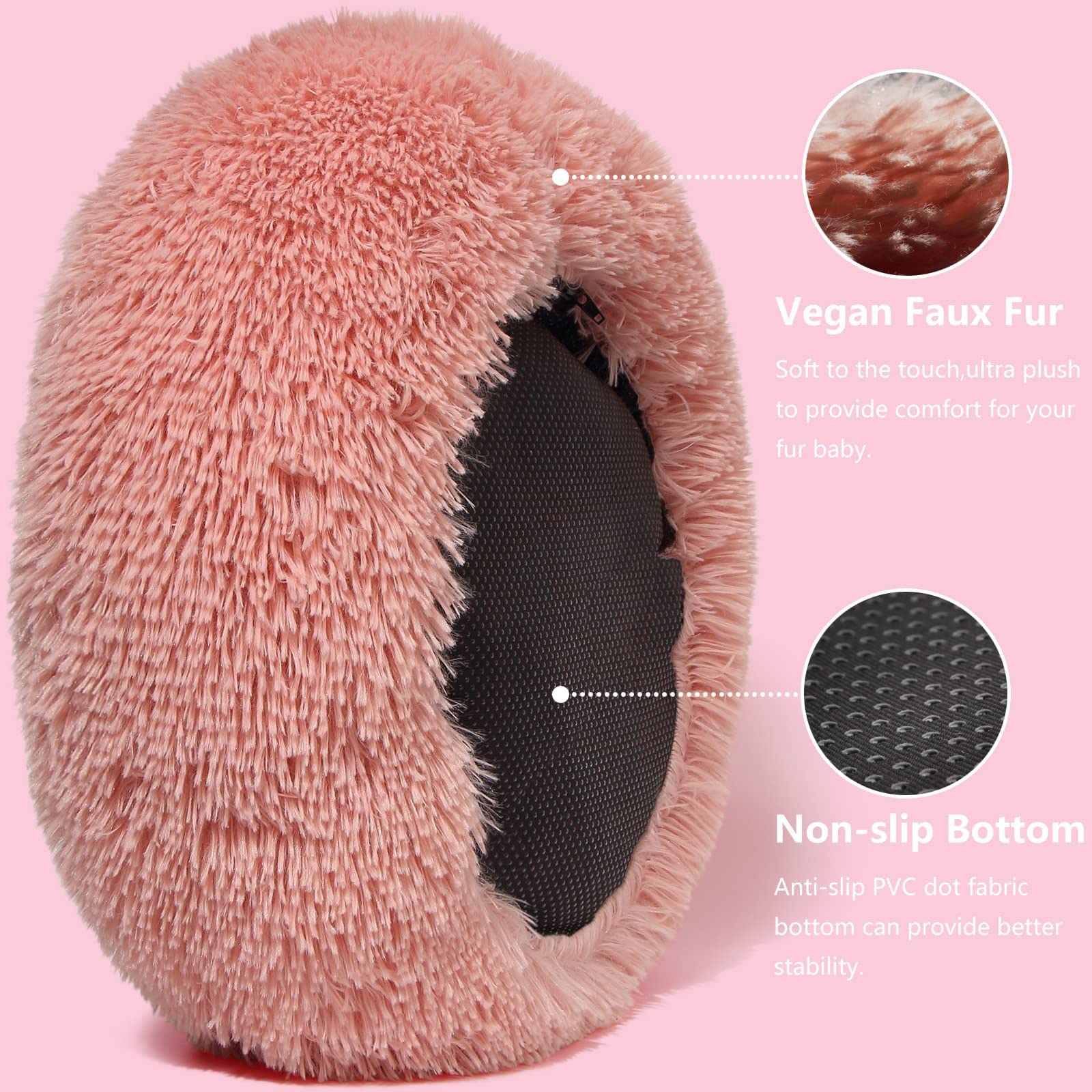 Puppy Beds For Small Dogs Washable 23 Inches Deep Sleep Calming Pink Cute Dog Bed For Girls Chihuahua Bed For Pet Dog Beds Fits