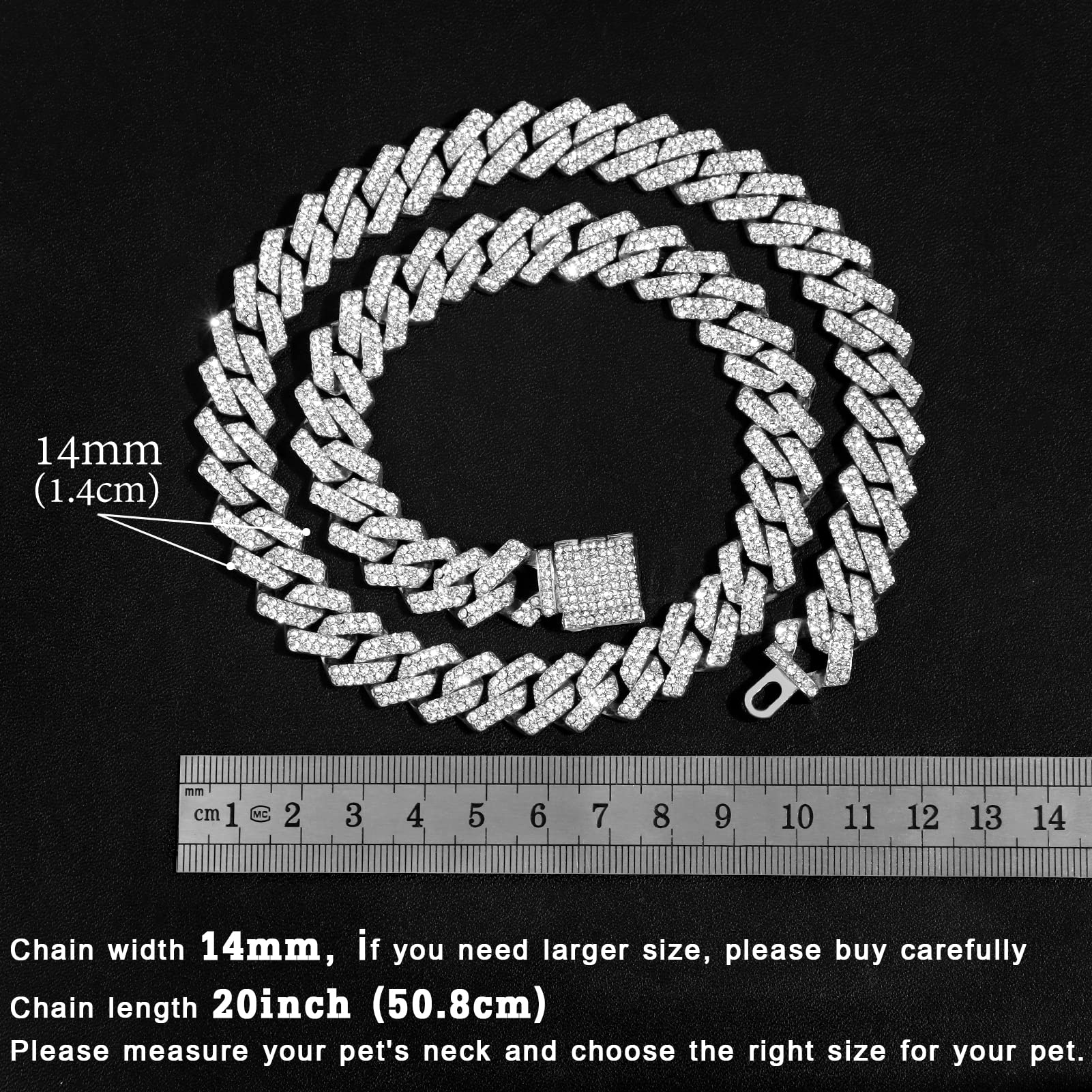 Flatfoosie Cuban Link Metal Chain Collar With Secure Buckle - 14Mm Gold Or Silver Chain Dog Collars For Small To Large Dogs & Ca