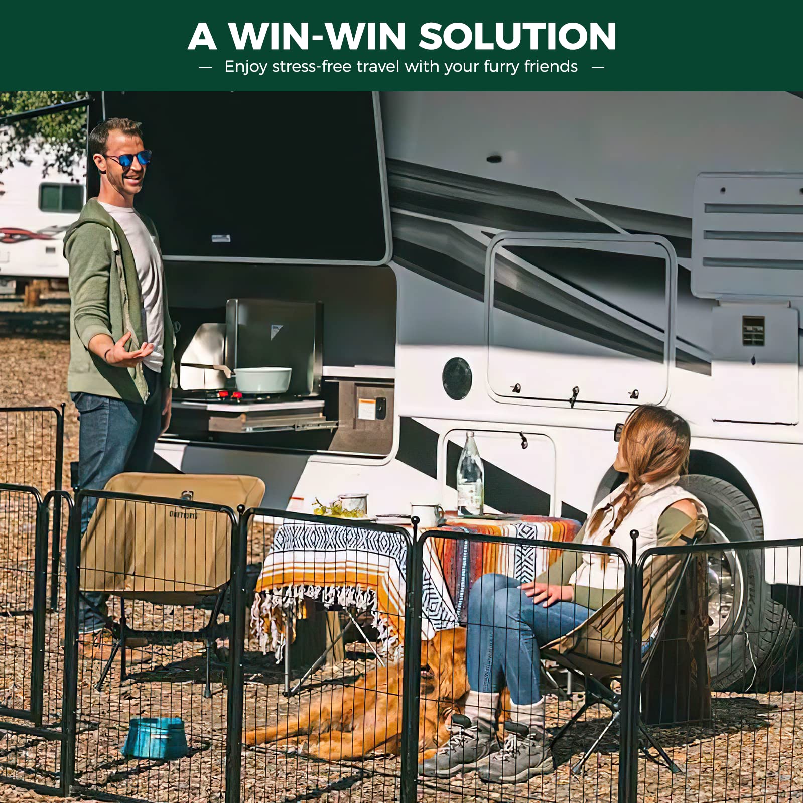Fxw Rollick Dog Playpen For Yard, Rv Camping, 45 Inch 16 Panels For Large Dogs│Patented
