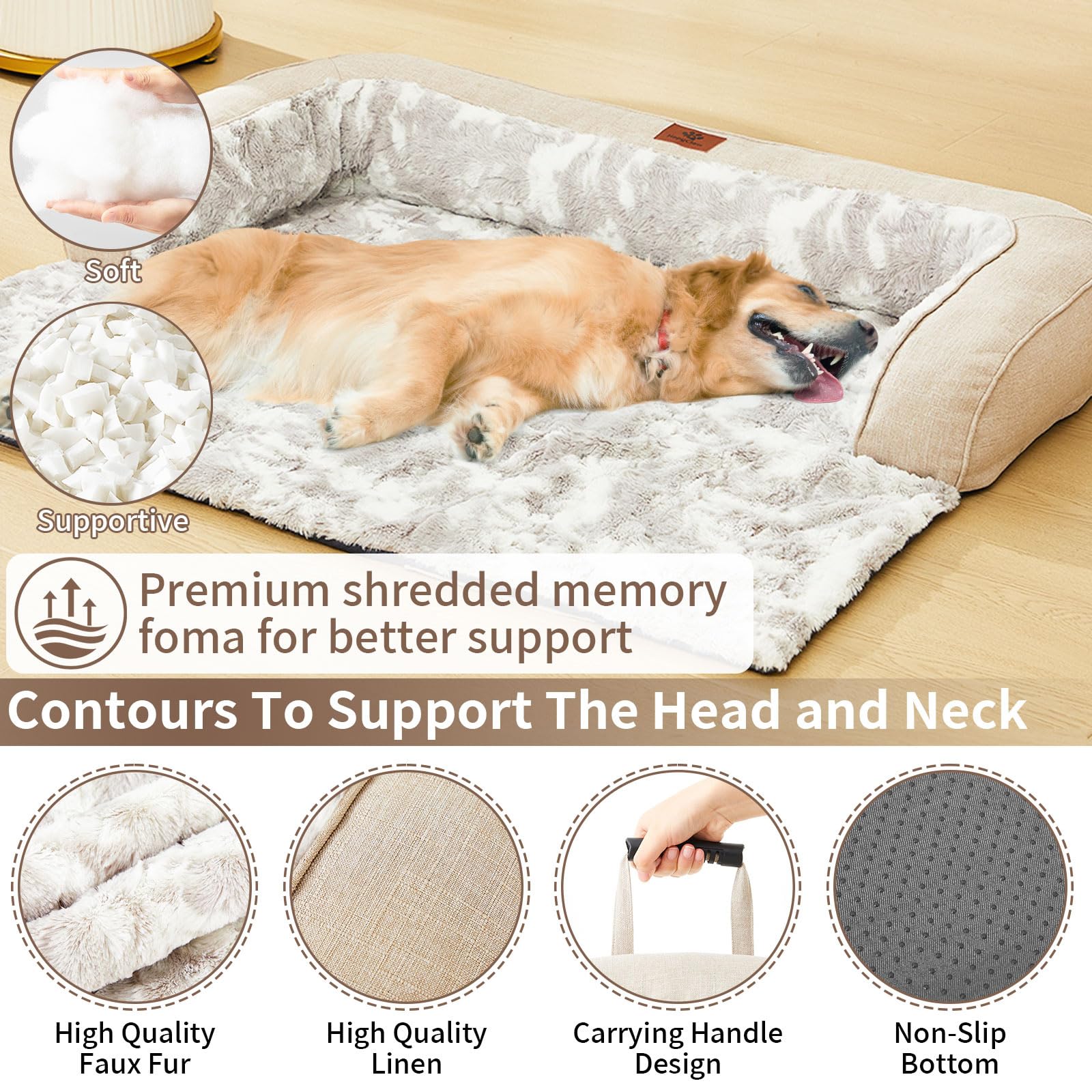 Hapyclaw Calming Dog Couch Bed Mat, 31X28 Inch Waterproof Fluffy Sofa Cover, Furniture Protector With Handle, Removable And Wash