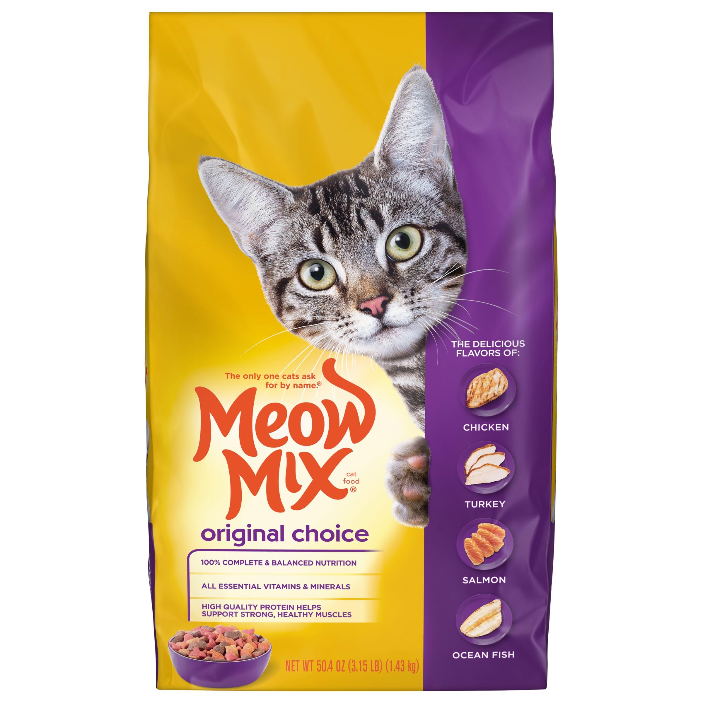 Meow Mix Original Choice Dry Cat Food, 3.15 Pound, Complete & Balanced Nutrition