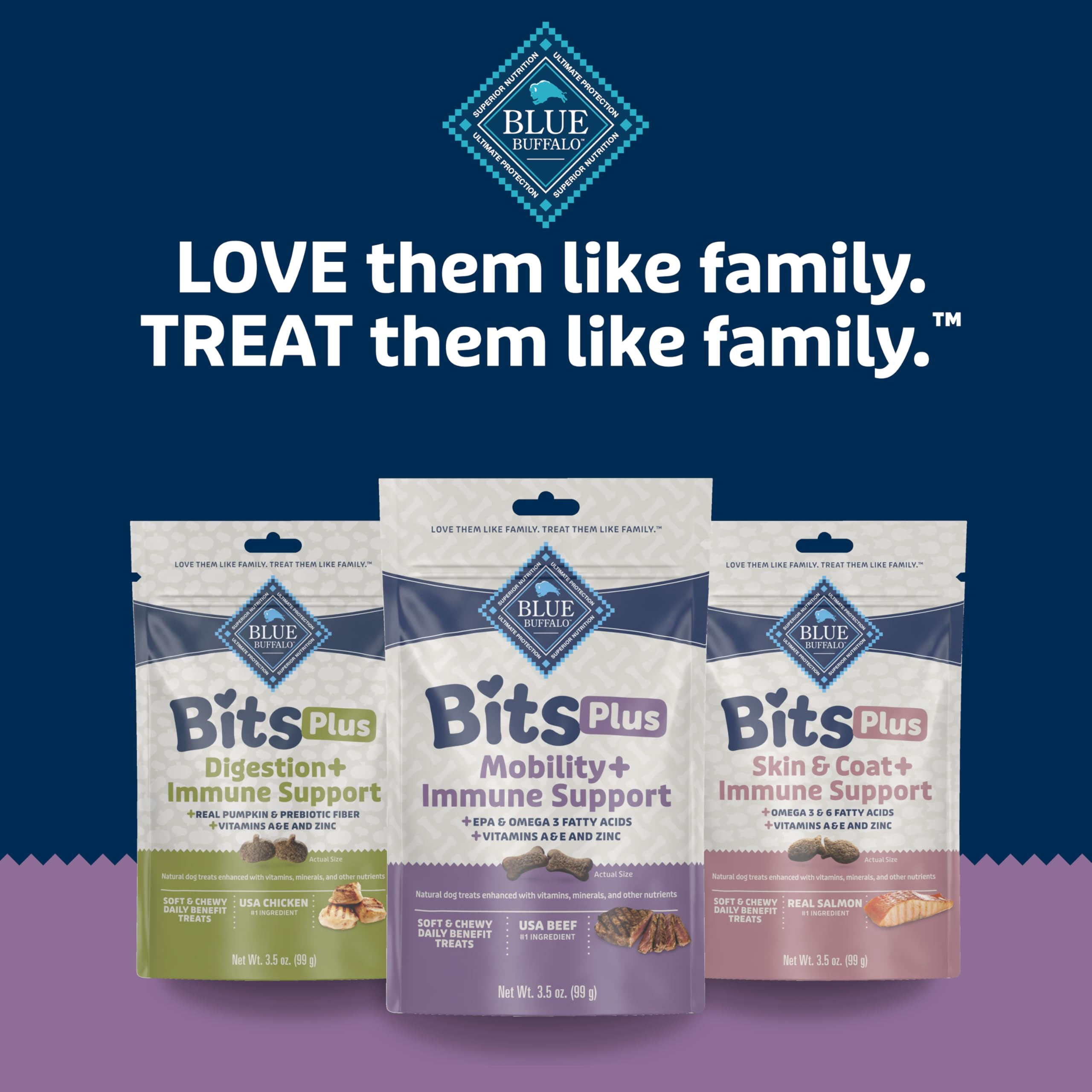 Blue Buffalo Blue Bits Plus Mobility and Immune Support Soft Dog Treats, Beef, 3.5-oz. Bag