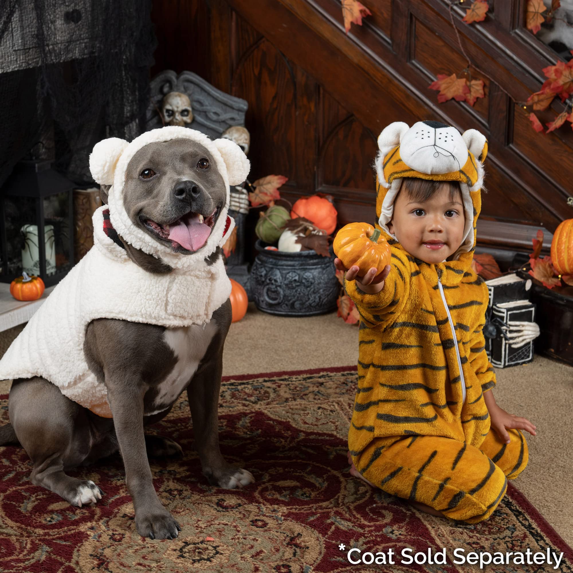 Furhaven Medium Dog Hat Flex-Fit Polar Bear Sherpa Halloween Costume, Washable - Cream, Medium