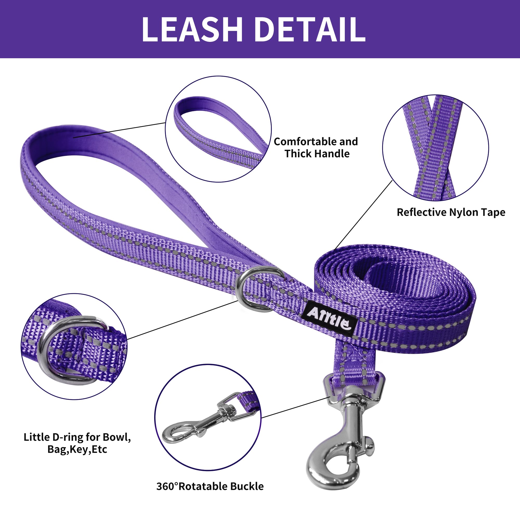 Aiitle Easy Walk Dog Harness And Leash Set - No Pull, Step In Adjustable Dog Harness With Padded Vest, Pure Purple, L