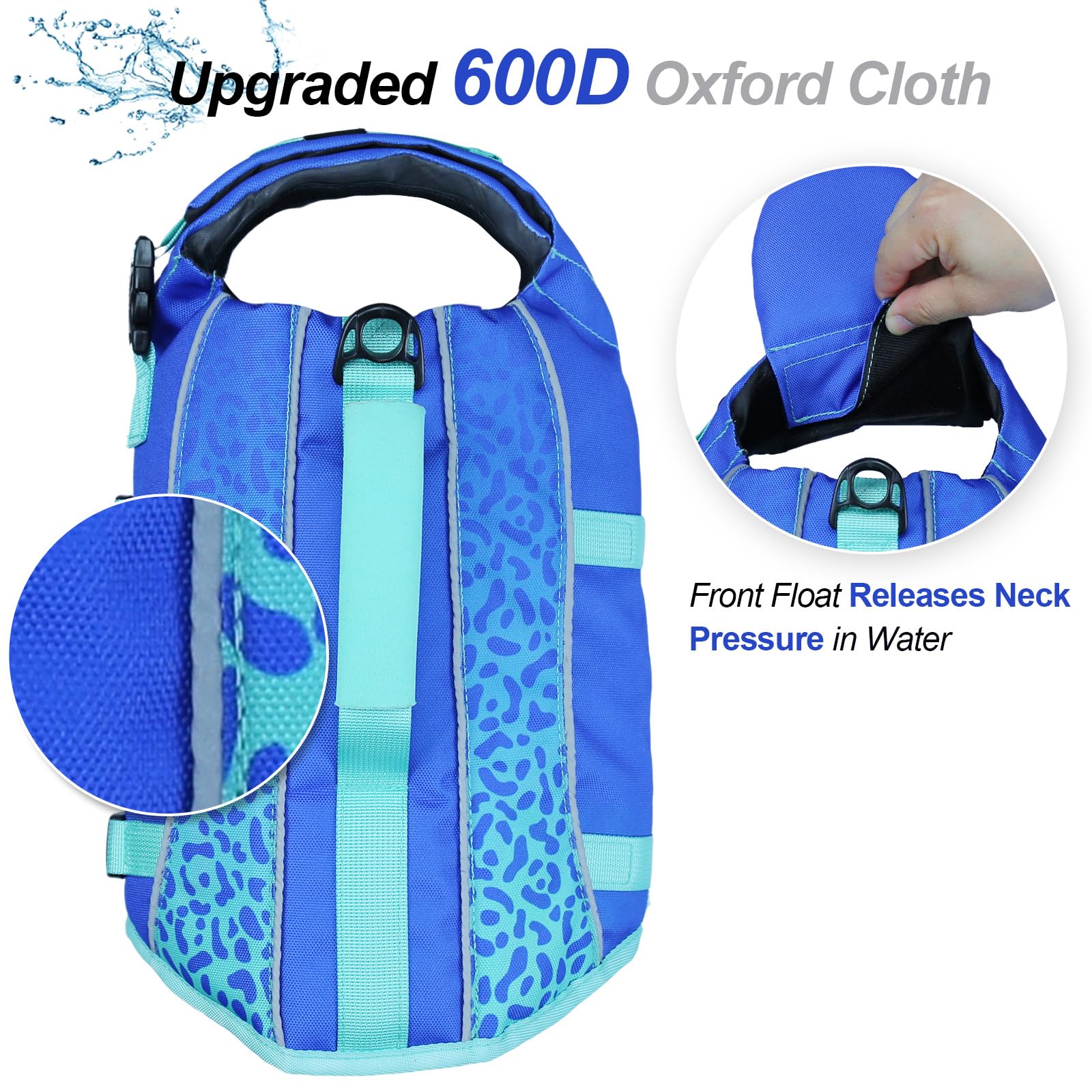 Vivaglory Dog Life Jacket With Removable Front Float, Life Vest With Reflective Trims & Extra Padding For Swimming & Boating, Da