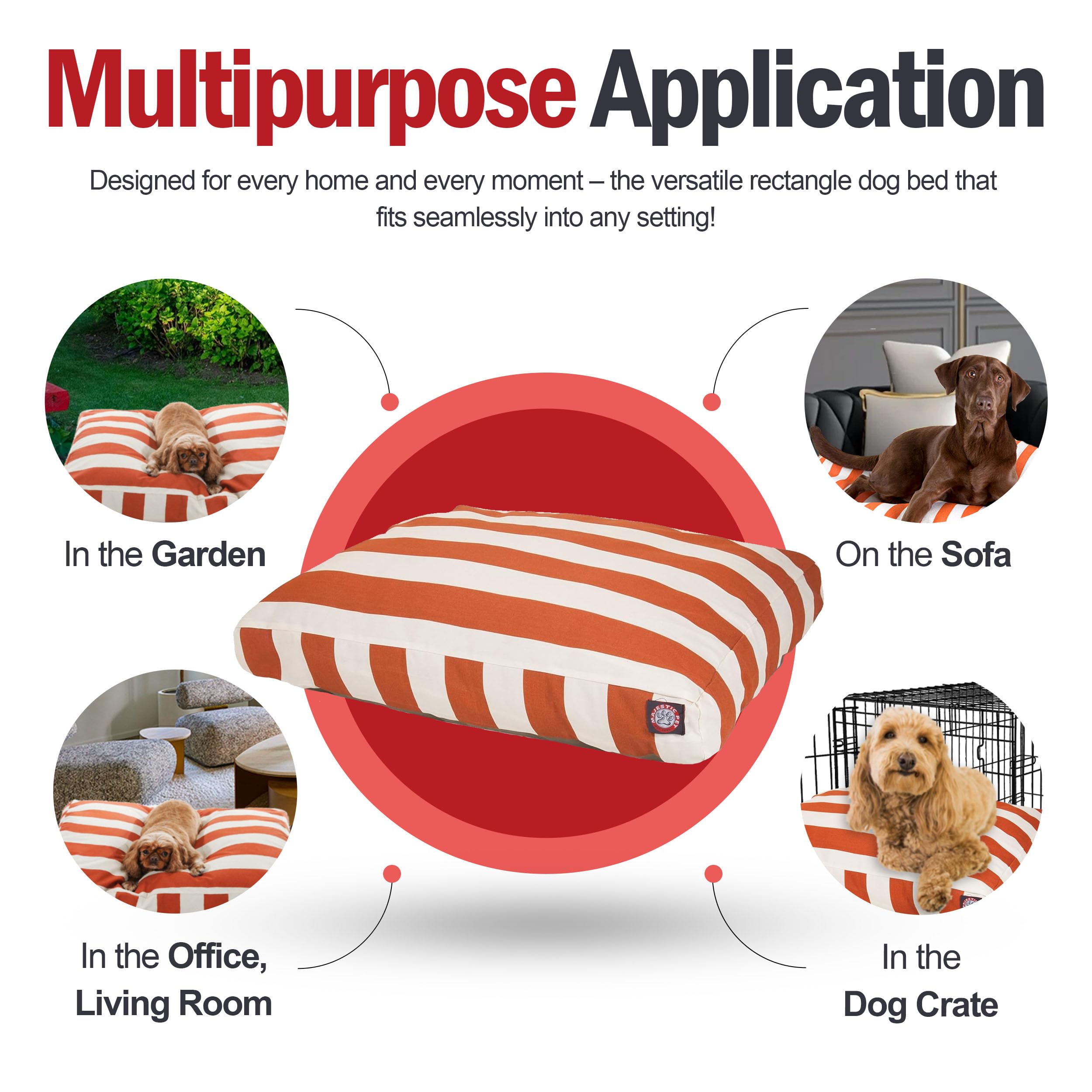 Majestic Pet Rectangle Small Dog Bed Washable - Non Slip Comfy Pet Bed - Dog Crate Bed with Removable Washable Cover - Dog Kenne