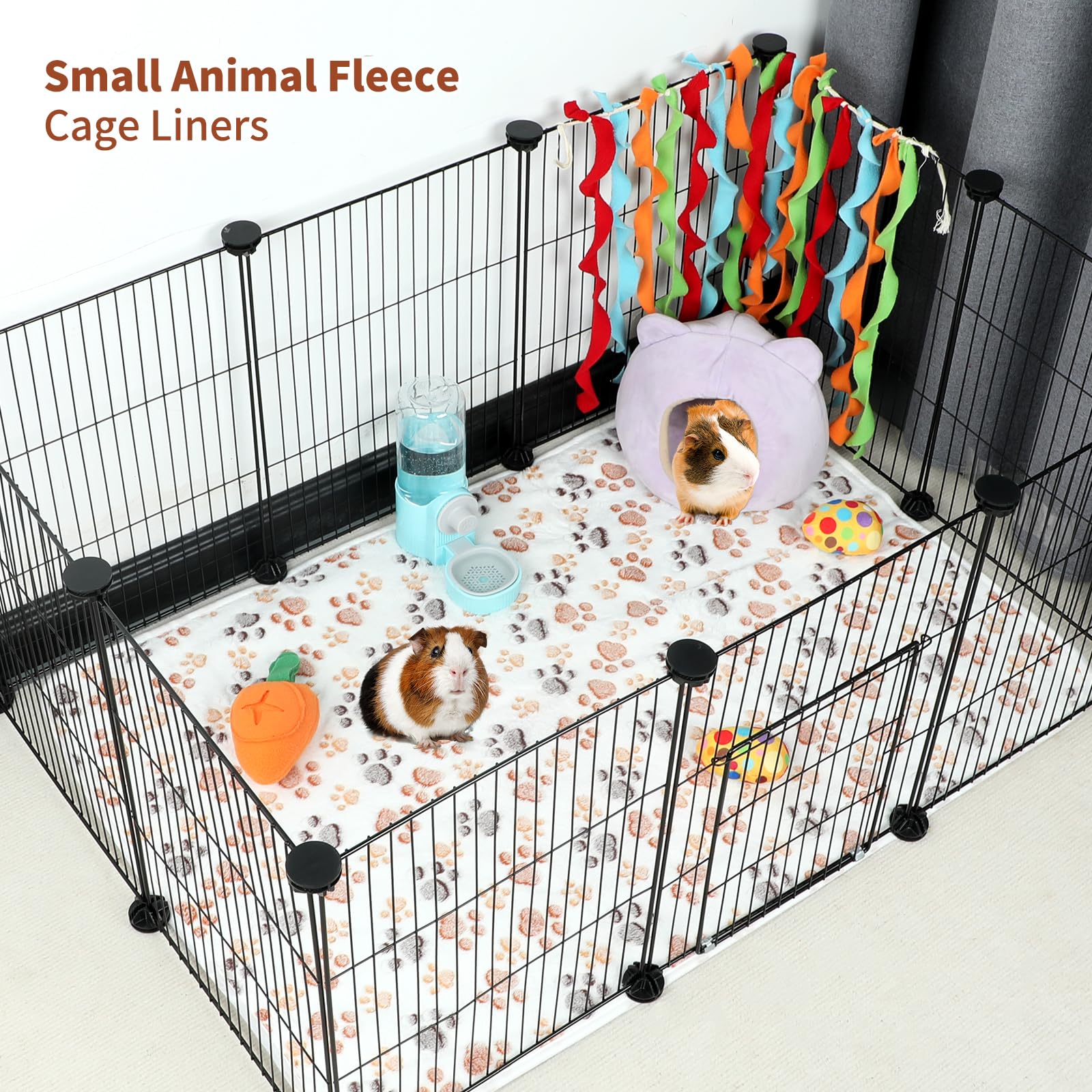 YUEPET Waterproof Guinea Pig Blankets Washable 6 Pack Small Animal Fleece Cage Liners Pet Soft Sleep Mat Pad Cover Warm Flannel