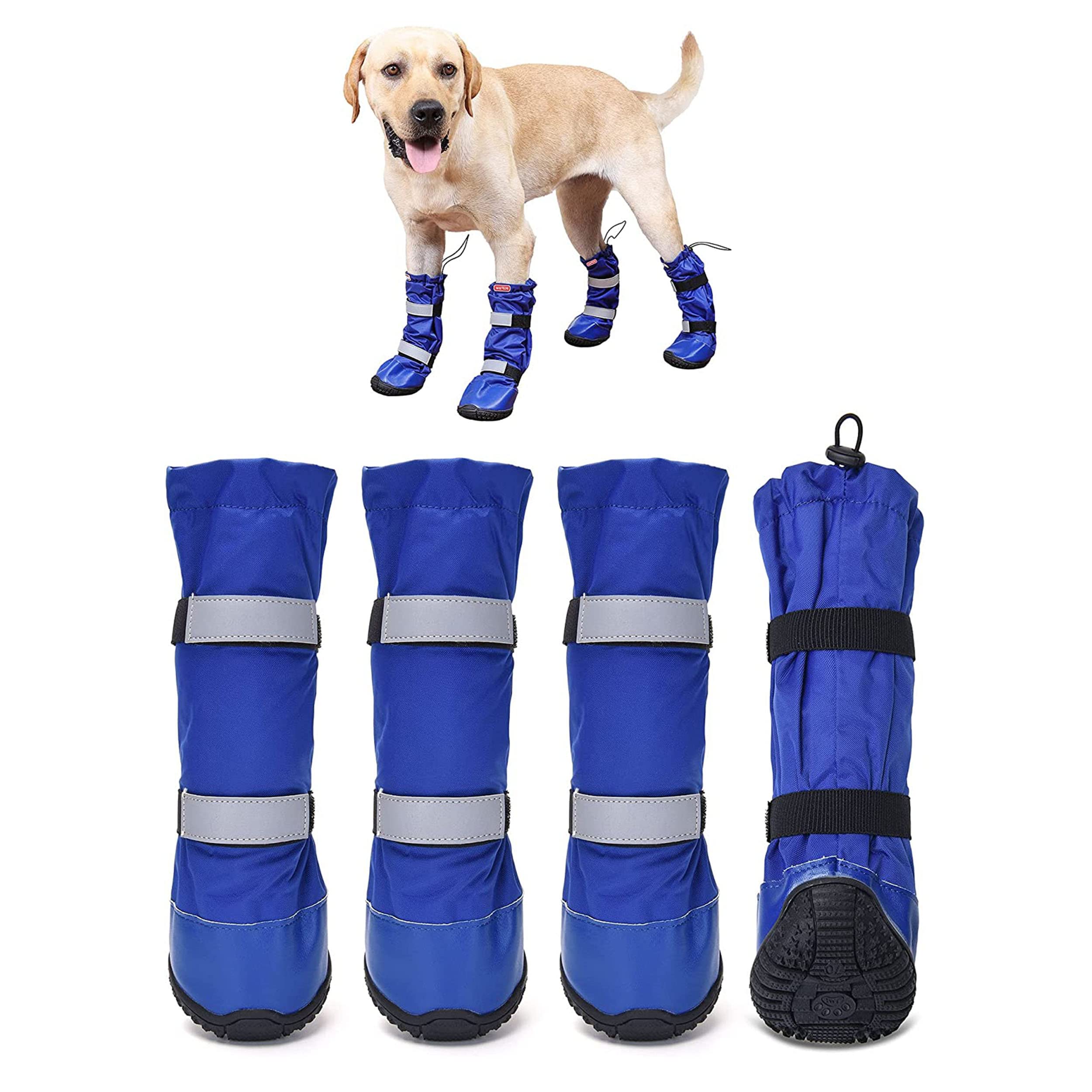 Hipaw Waterproof Dog Boots for Winter Snow Rain,Non-Slip Dog Shoes for Medium to Large Dogs,Extended Cuff Paw Protectors for Out