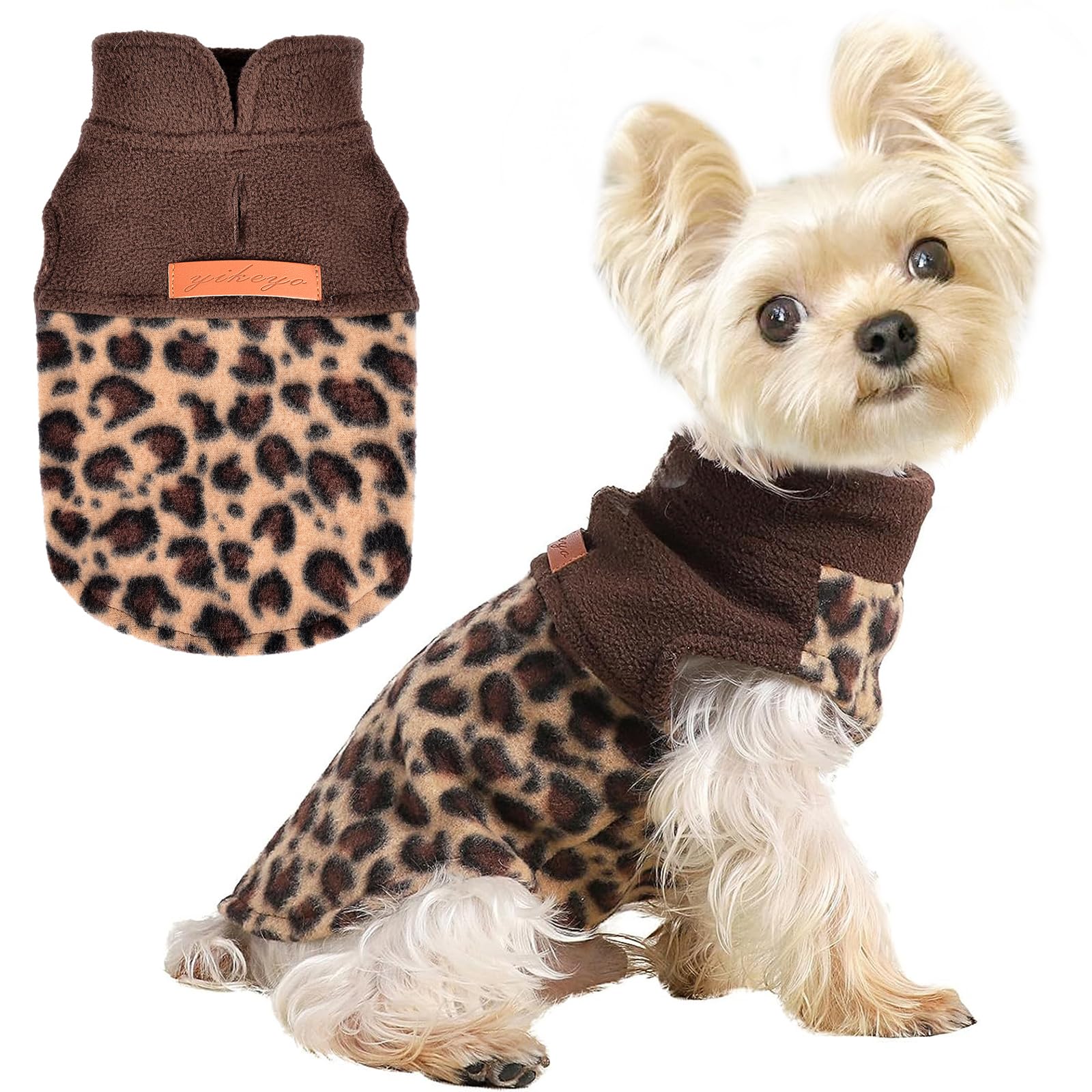 Fleece Vest Dog Sweater Leopard Dog Clothes For Small Dogs Boy Girl Warm Pullover Fleece Puppy Sweaters Winter Small Dogs Sweate