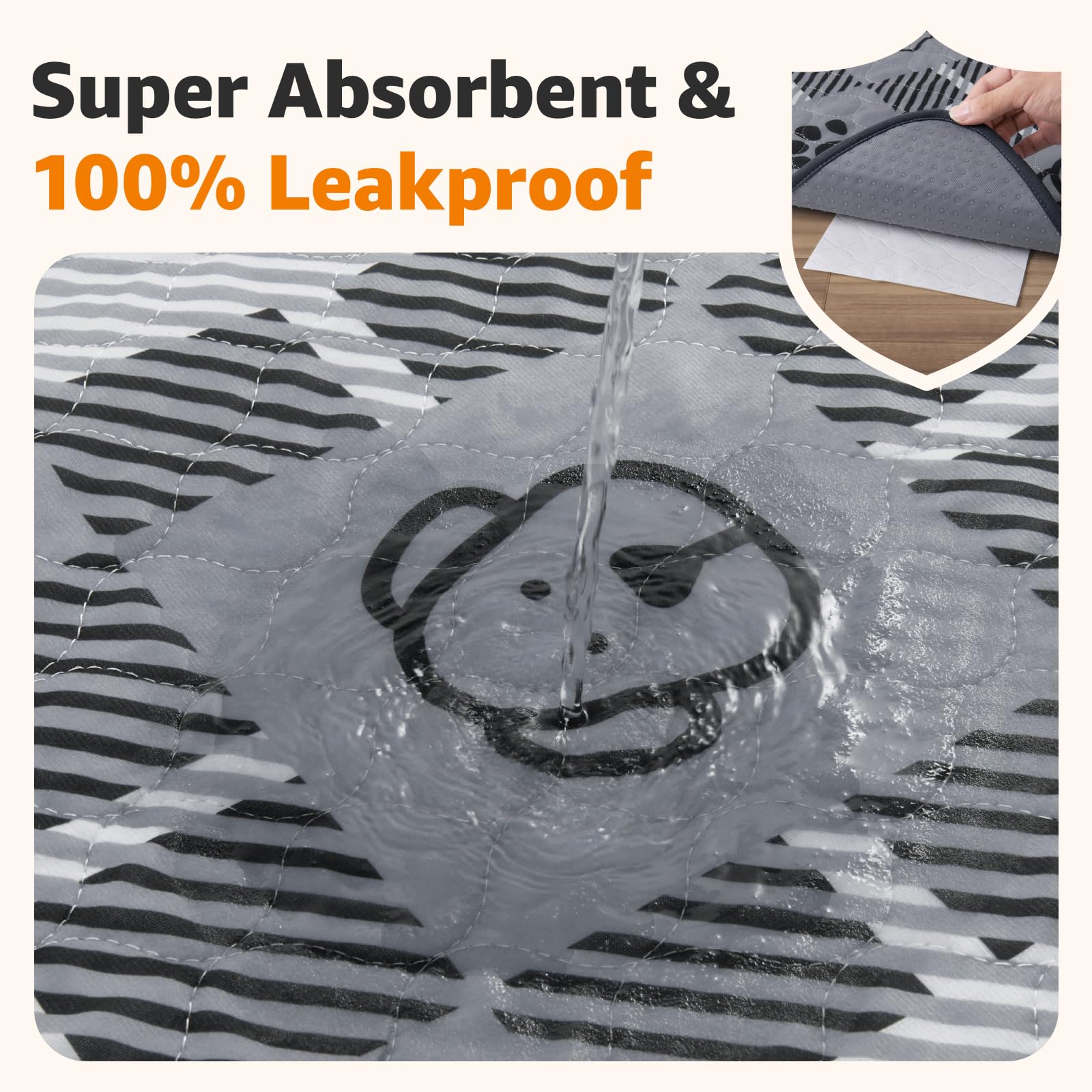LOOBANI Washable Pee Pads for Dogs: 72x72 Lagre Reusable Dog Pads Mat, Waterproof Leakproof Washable Puppy Pad, Non-Slip Whelpin