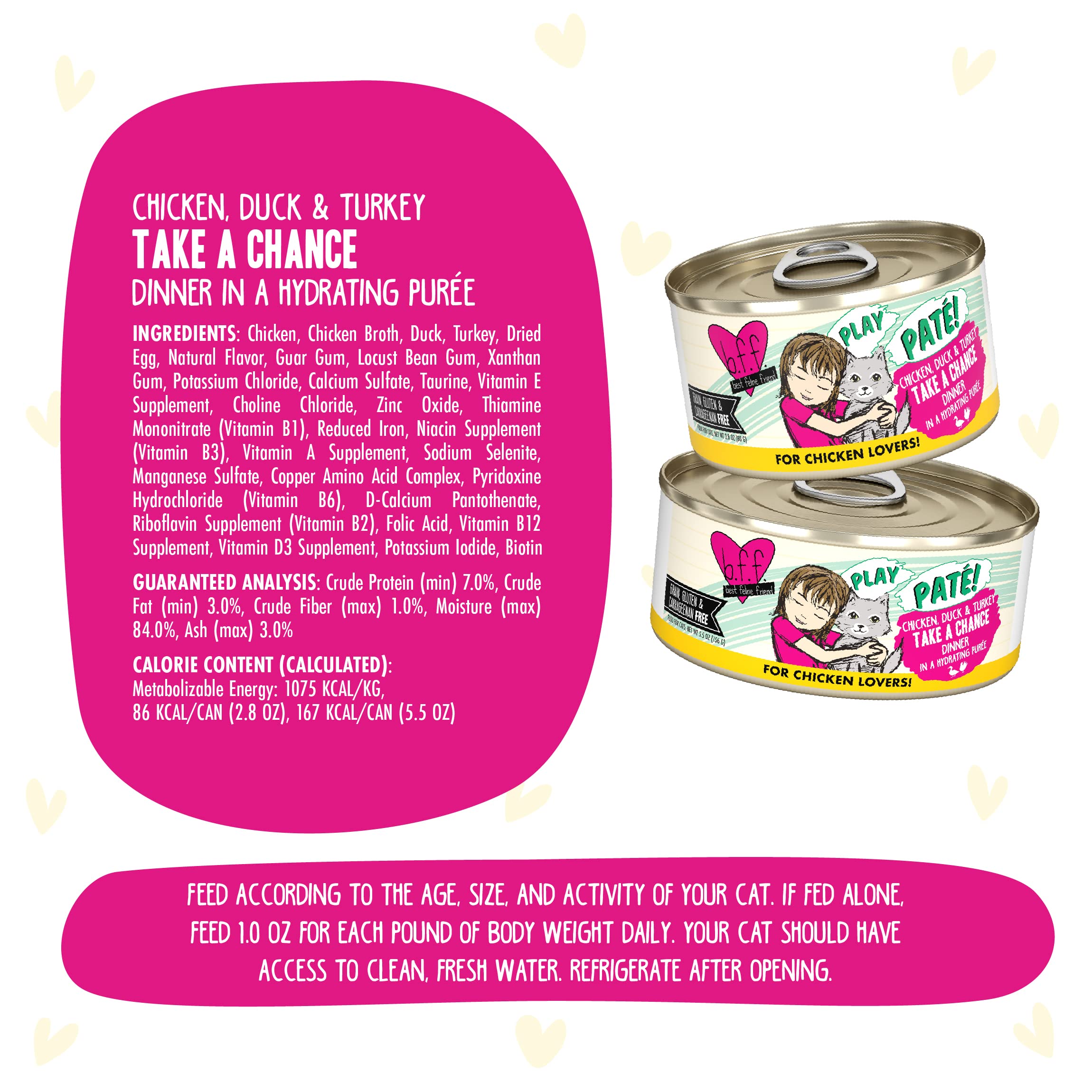 Weruva B.F.F. PLAY - Best Feline Friend Pat   Lovers, Aw Yeah!, Chicken, Duck & Turkey Take a Chance with Chicken, Duck & Turkey