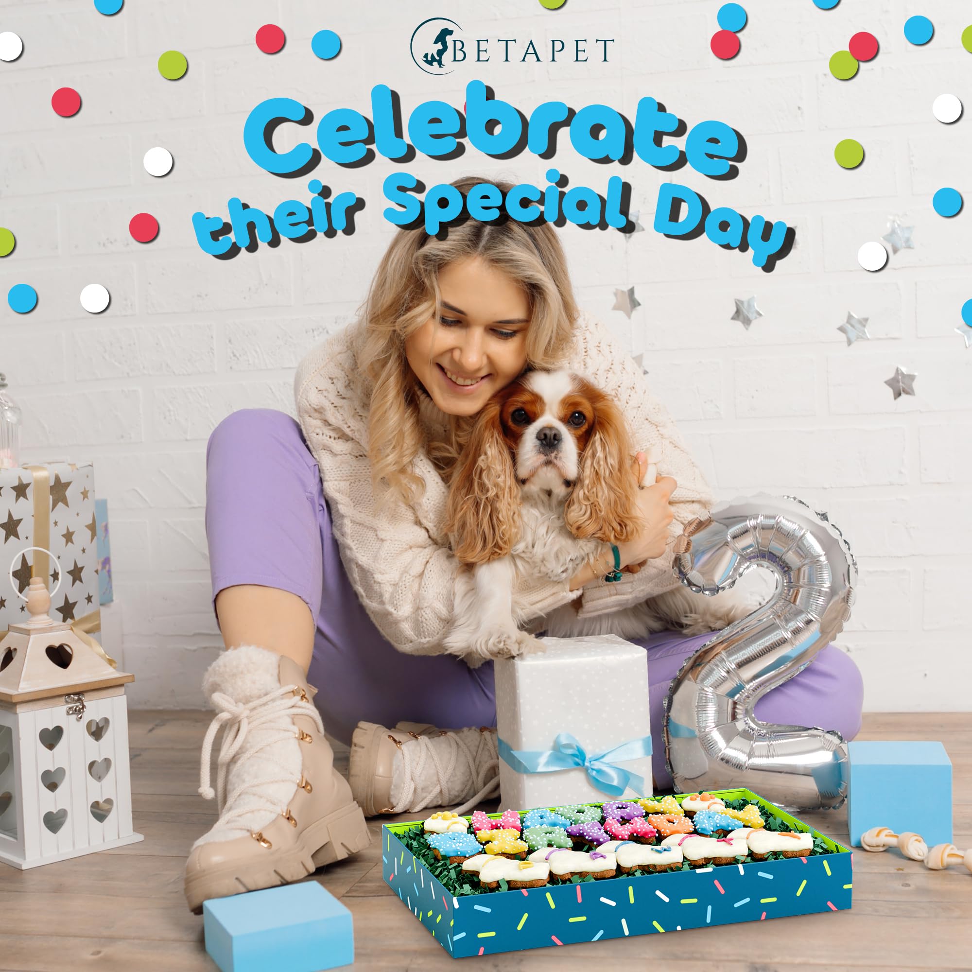 Dog Birthday Cookies - Treats for Dogs at Any Age - Made With Human-Grade Ingredients - Happy Bday Cookies for Boy or Girl Puppy