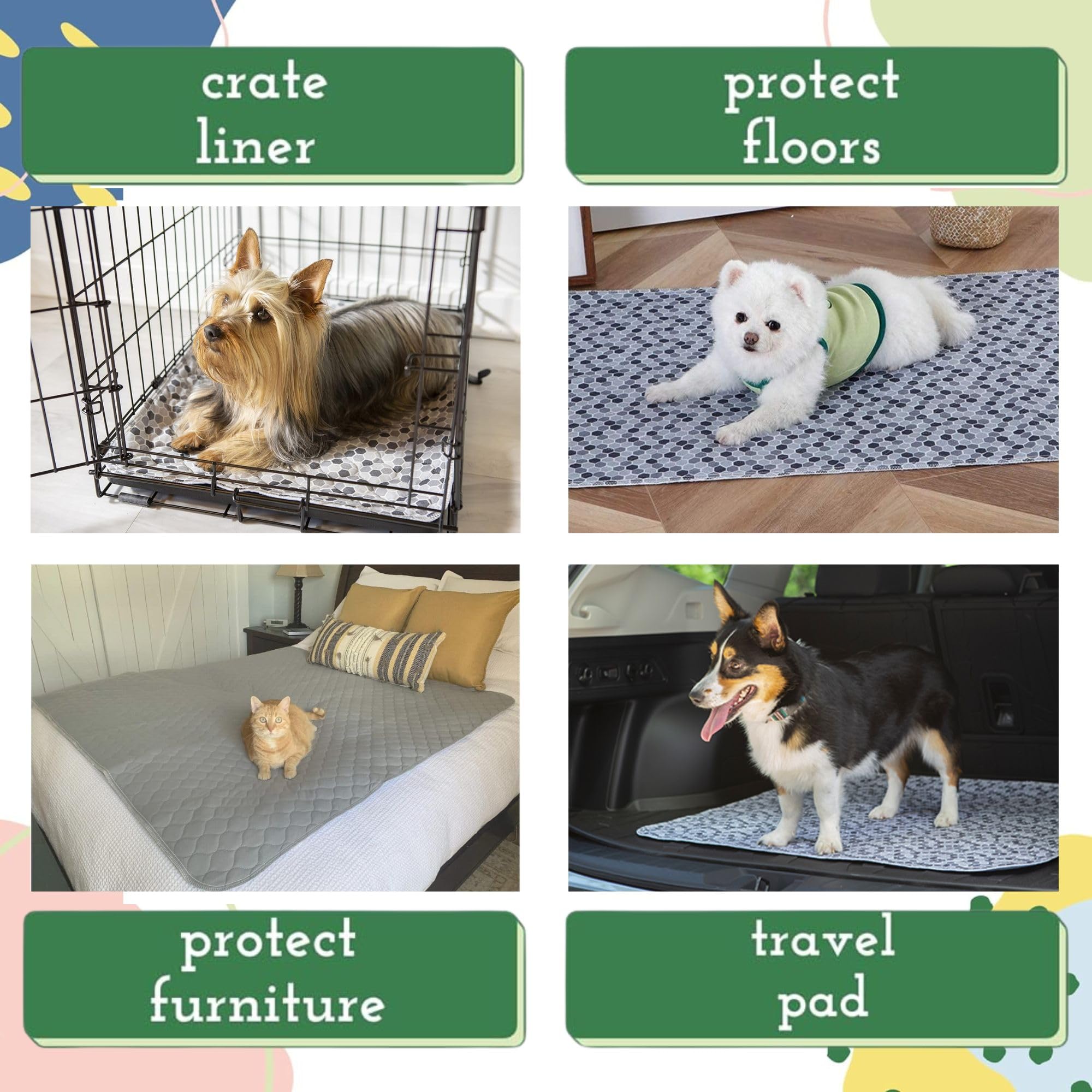 Caldwells Pet Supply Co. 60x60 Potty Pads, Washable Pee Pads for Dogs, Reusable Pee Pad for Dogs, Puppy Potty Mat, Whelping Rug