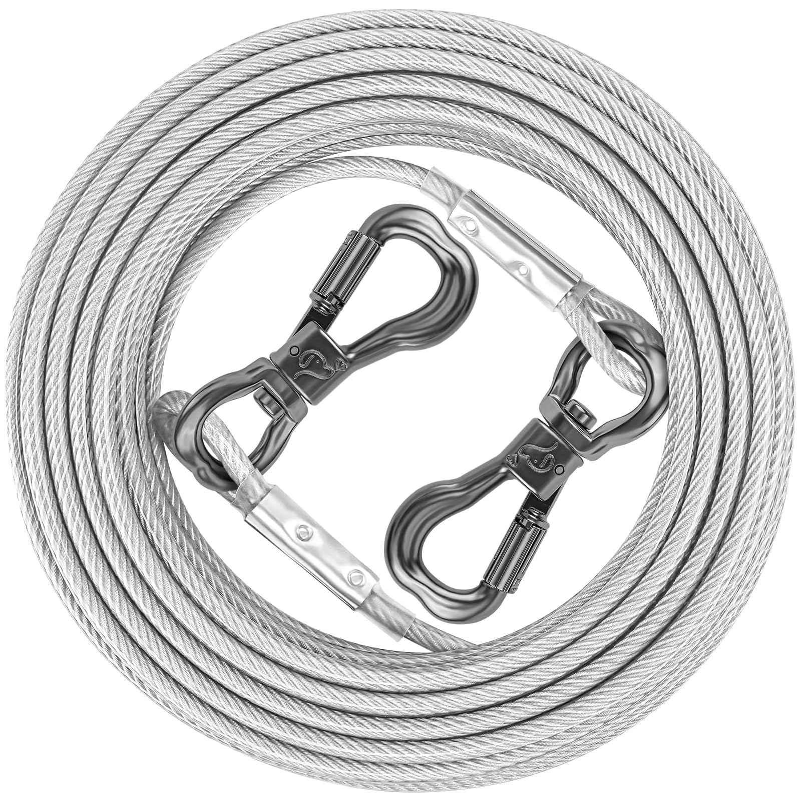 Xiaz Dog Tie Out Cable 20Ft, Outdoor Dog Lead 8/10/15/20/30/50Ft, Heavy Duty Pet Runner Tether Chain Outside For Small Medium La