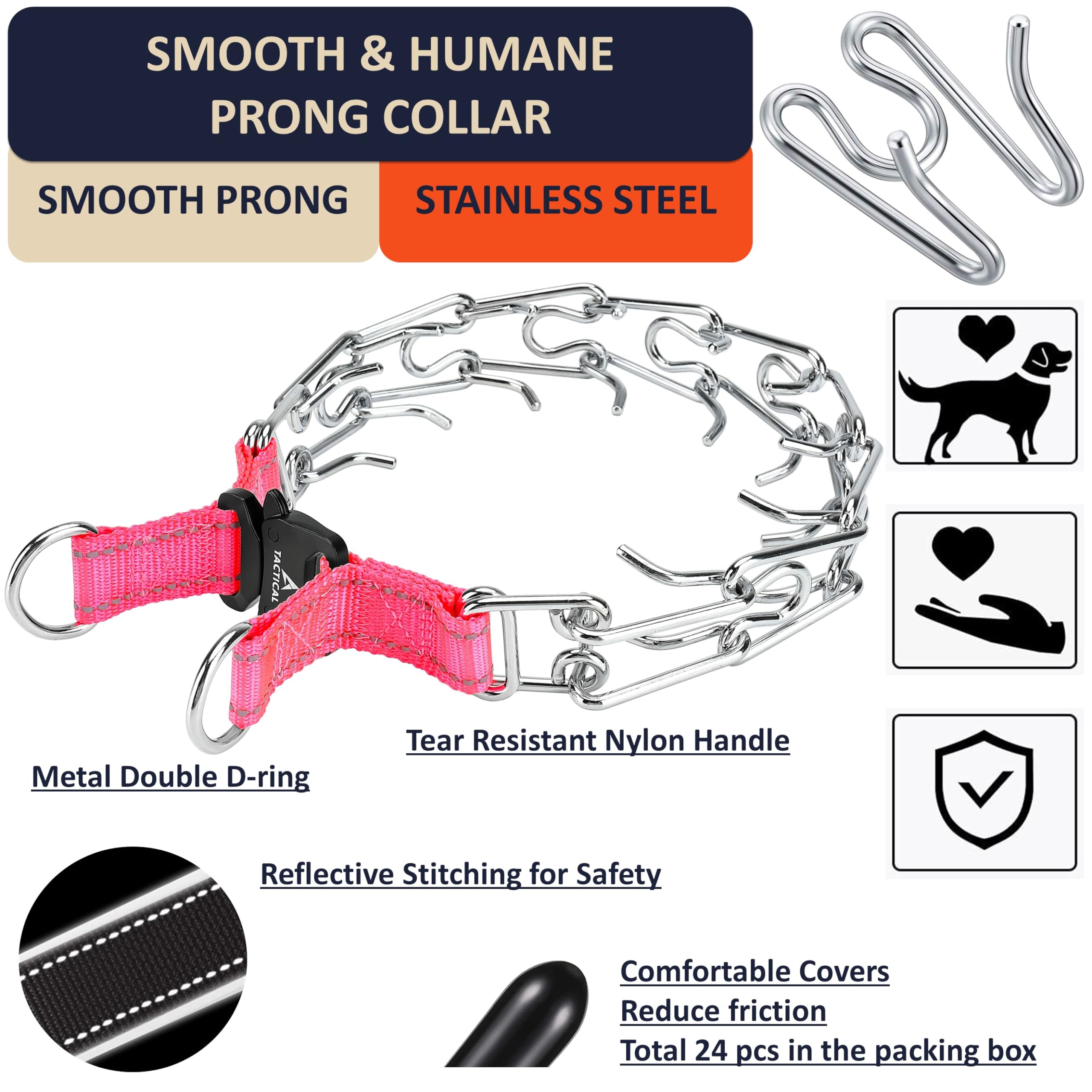 Deyace Prong Collar For Dogs, Adjustable Quick-Release Metal Buckle Pinch Collar For Dogs, Stainless Steel Choker Collar (M/Neck