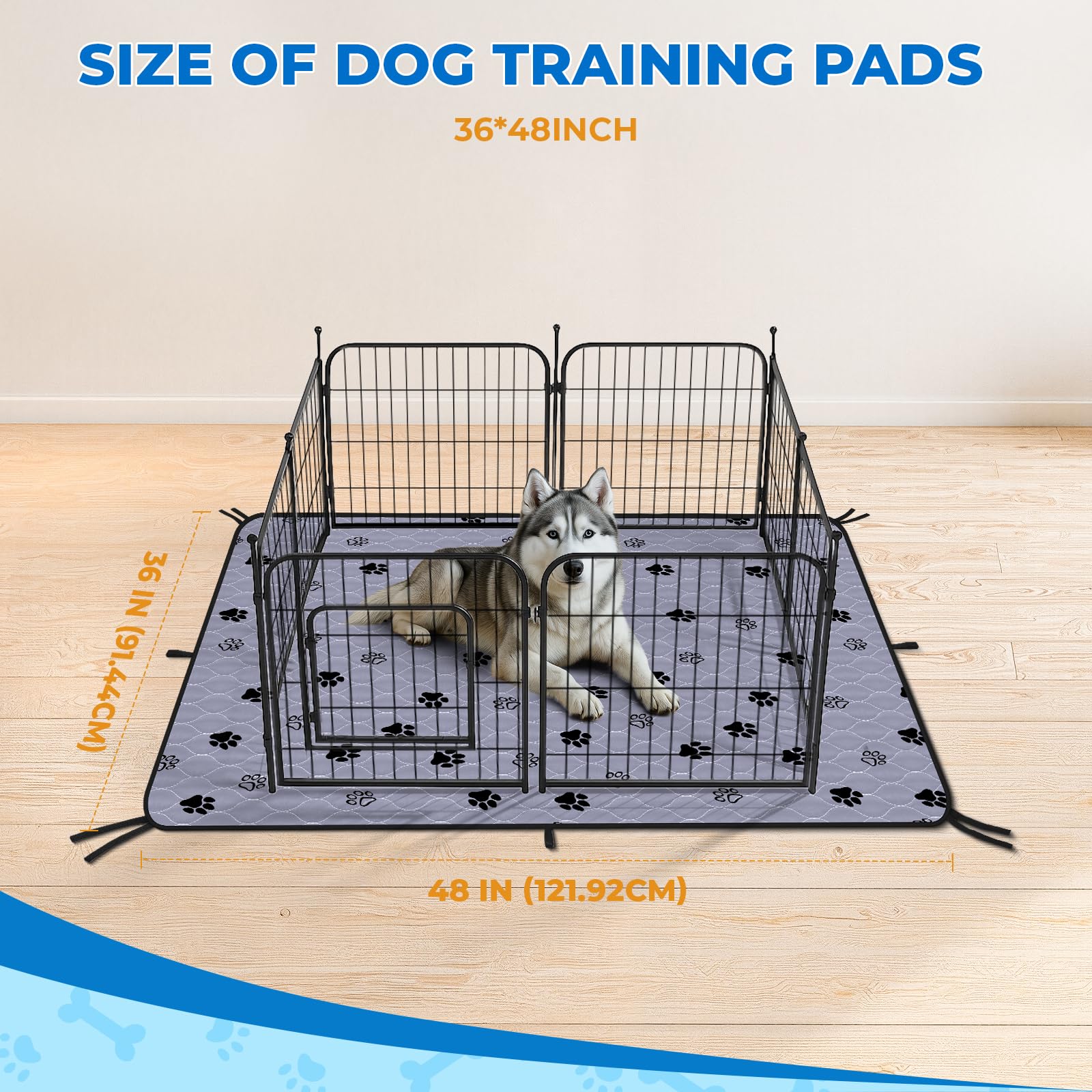 Washable Pee Pads For Dogs, 2 Pack 36''X48'' Superior Reusable Puppy Pads Pet Training Pads, Dog Waterproof Pad Protects Against