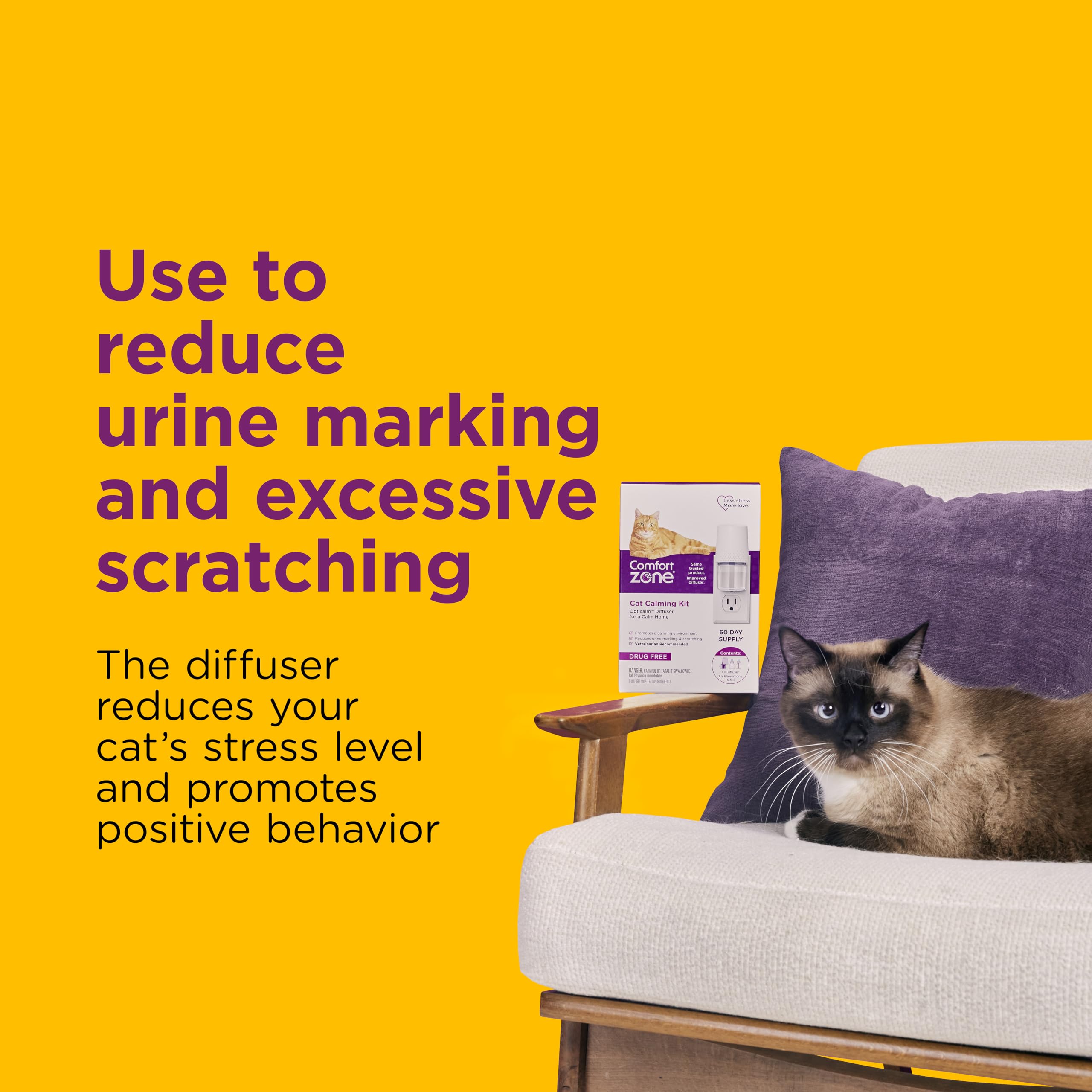 Comfort Zone 3 Pack MultiCat Diffuser Refills; Cat Calming Pheromones Help Anxiety; 30-day refills