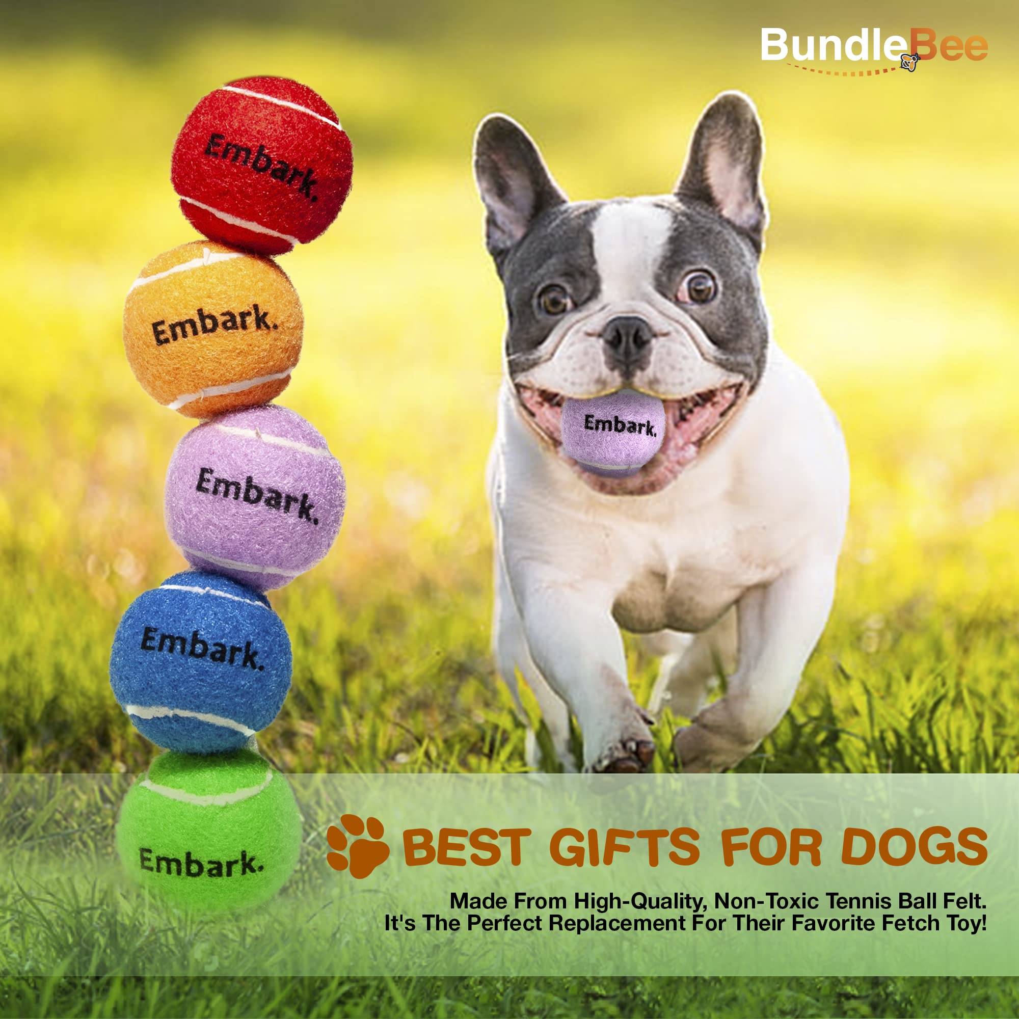 Bundlebee Squeaky Mini Tennis Balls For Small Dogs Puppy - 1.5 Inch - 6 Pack - Dog Toys For Small Dogs, Training Positive Reinforcement, Interactive Fetch Tiny Squeaker Balls For Ball Launcher