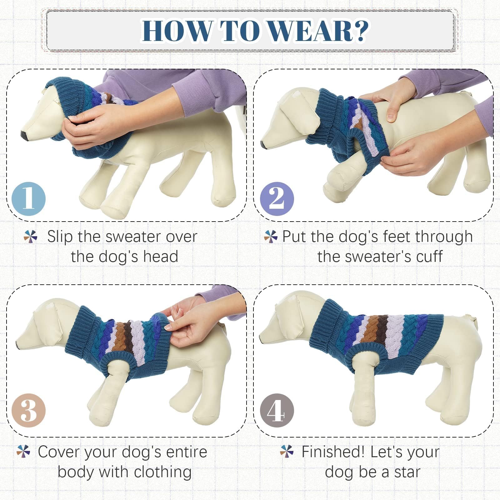 Kuoser Dog Sweater, Xs Dog Sweater Pet Cable Knitted Pullover Warm Clothes, Puppy Turtleneck Classic Knitwear Soft Thickening Ch
