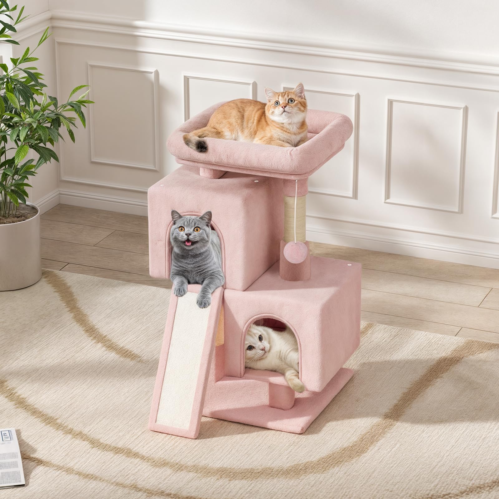 Magshion 34 Cat Tree Tower for Indoor Cats, Multi-Level Cat Condo with Extra Large Perch, Scratching Post and Sisal Ramp, Climbi