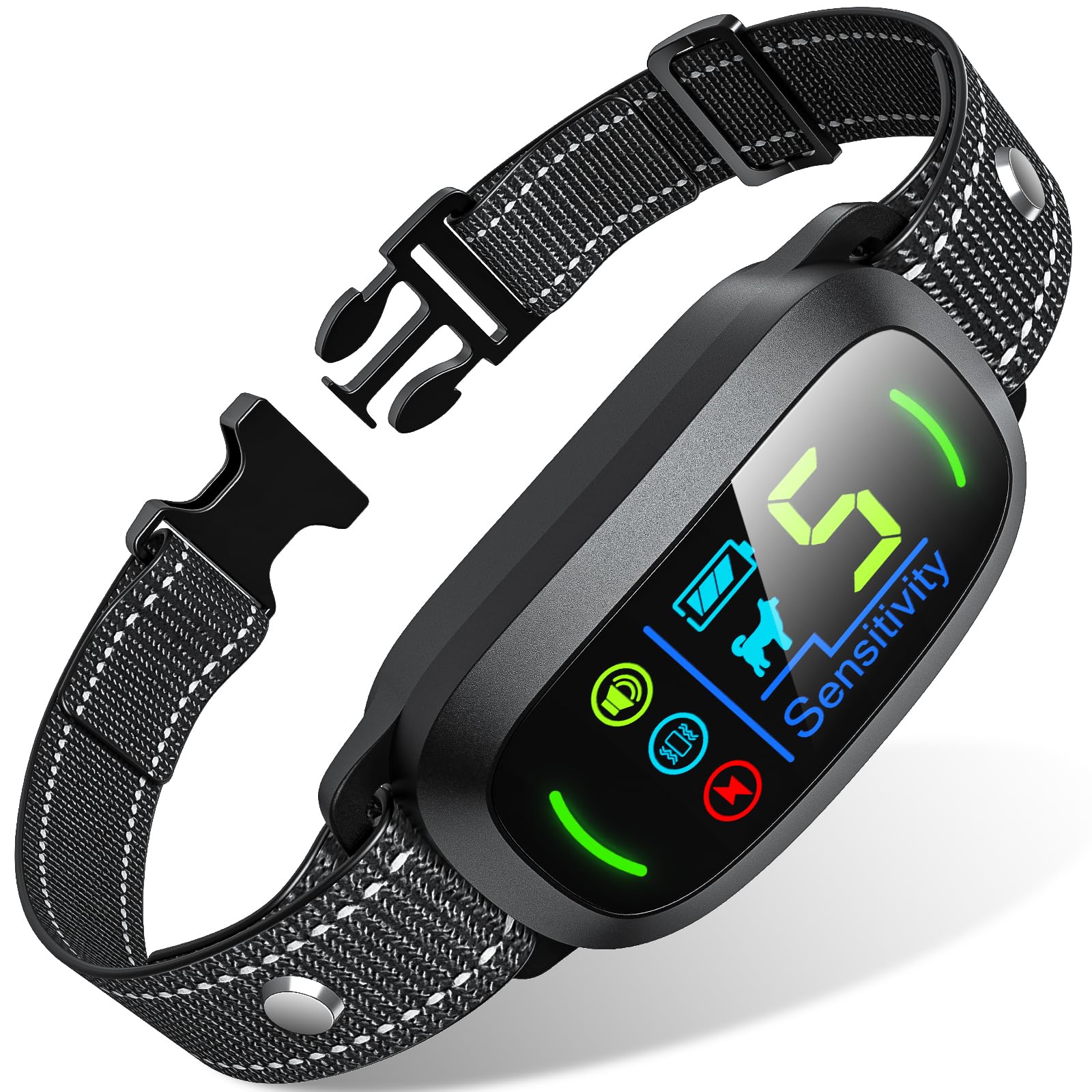Fafafrog Bark Collar, Rechargeable Dog Bark Collar With 5 Adjustable Sensitivity And Intensity Beep Vibration Shock, Anti Barking Collar For Small Medium Large Breed Dogs (Black)