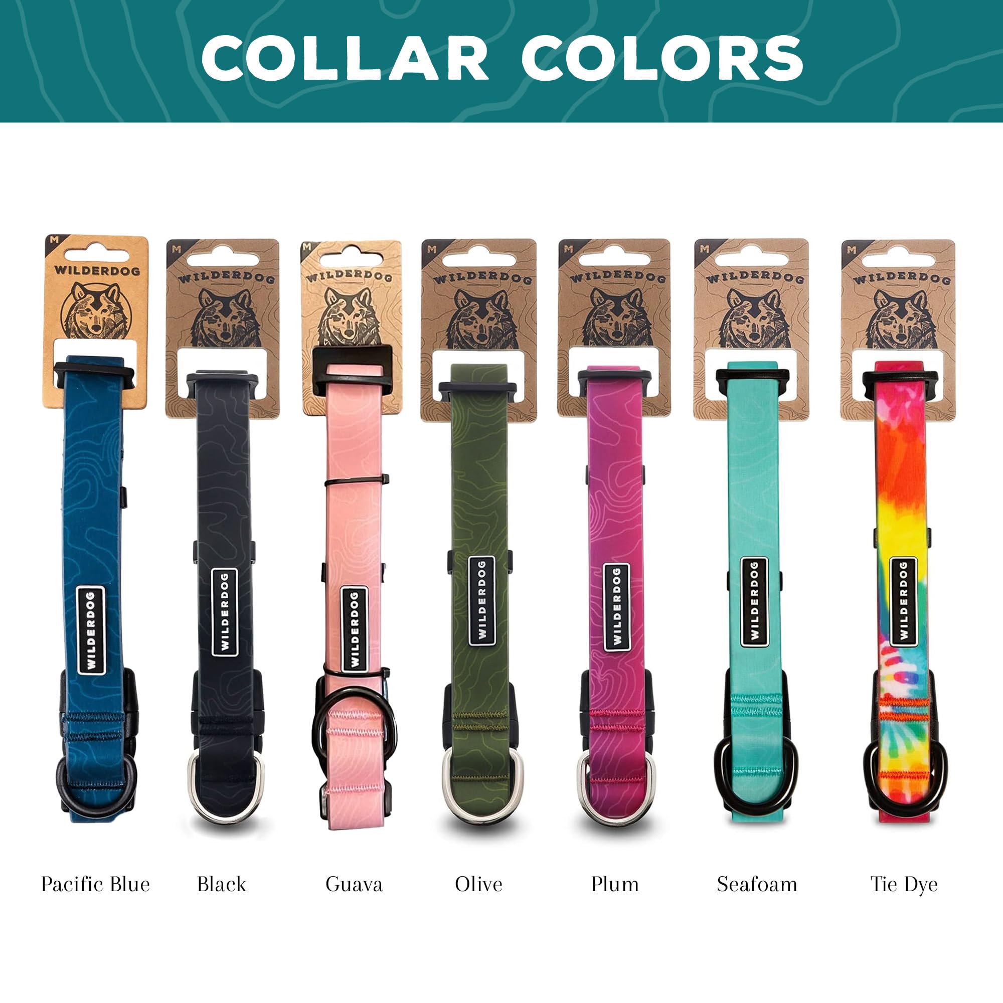 Wilderdog Waterproof Dog Collar - Repels Water & Dirt - Small 11''-15'' - Seafoam