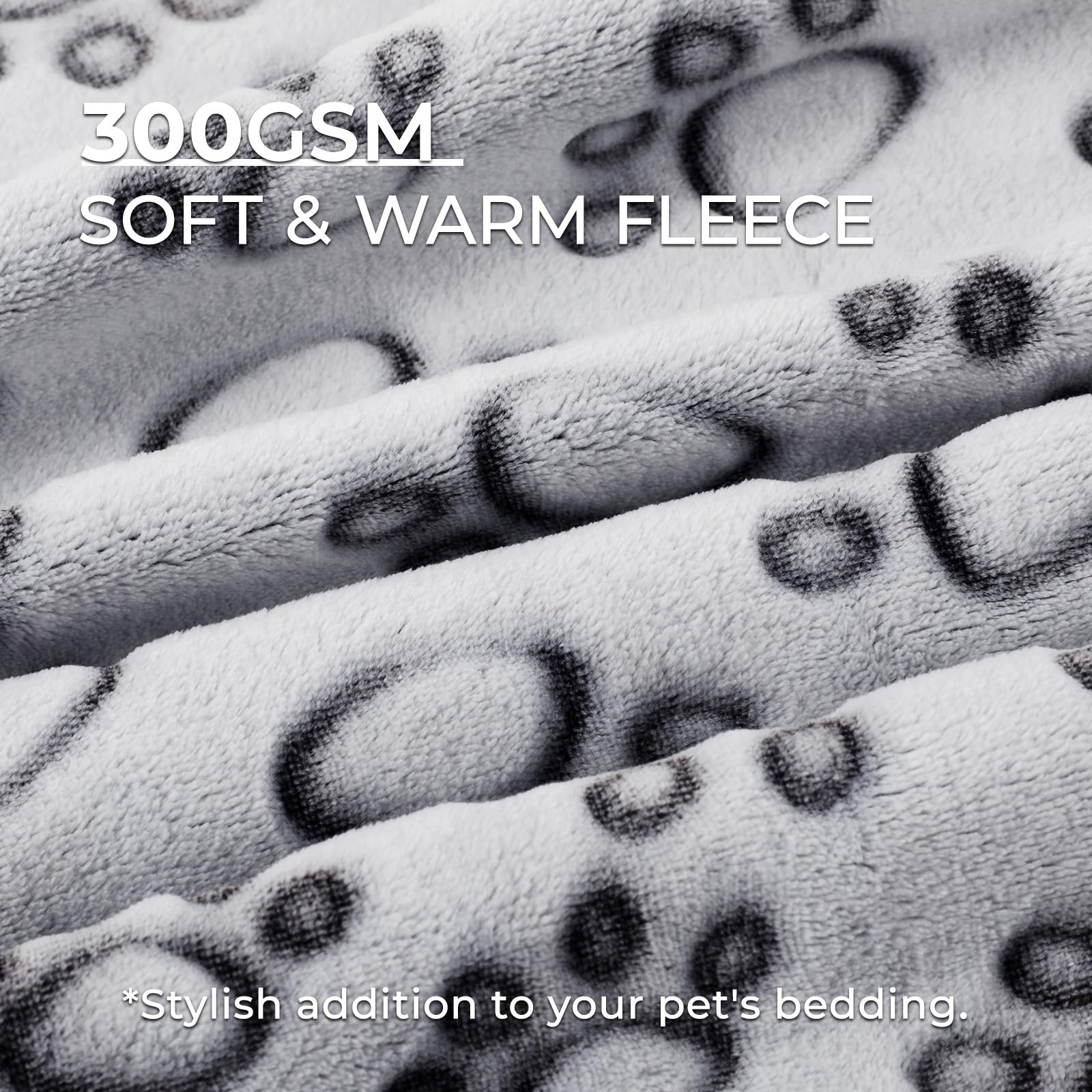 Luciphia Premium Soft Dog Blanket For Small Medium Large Dogs Washable 300Gsm Fluffy Warm Fleece Puppy Cat Paw Print Pet Flannel