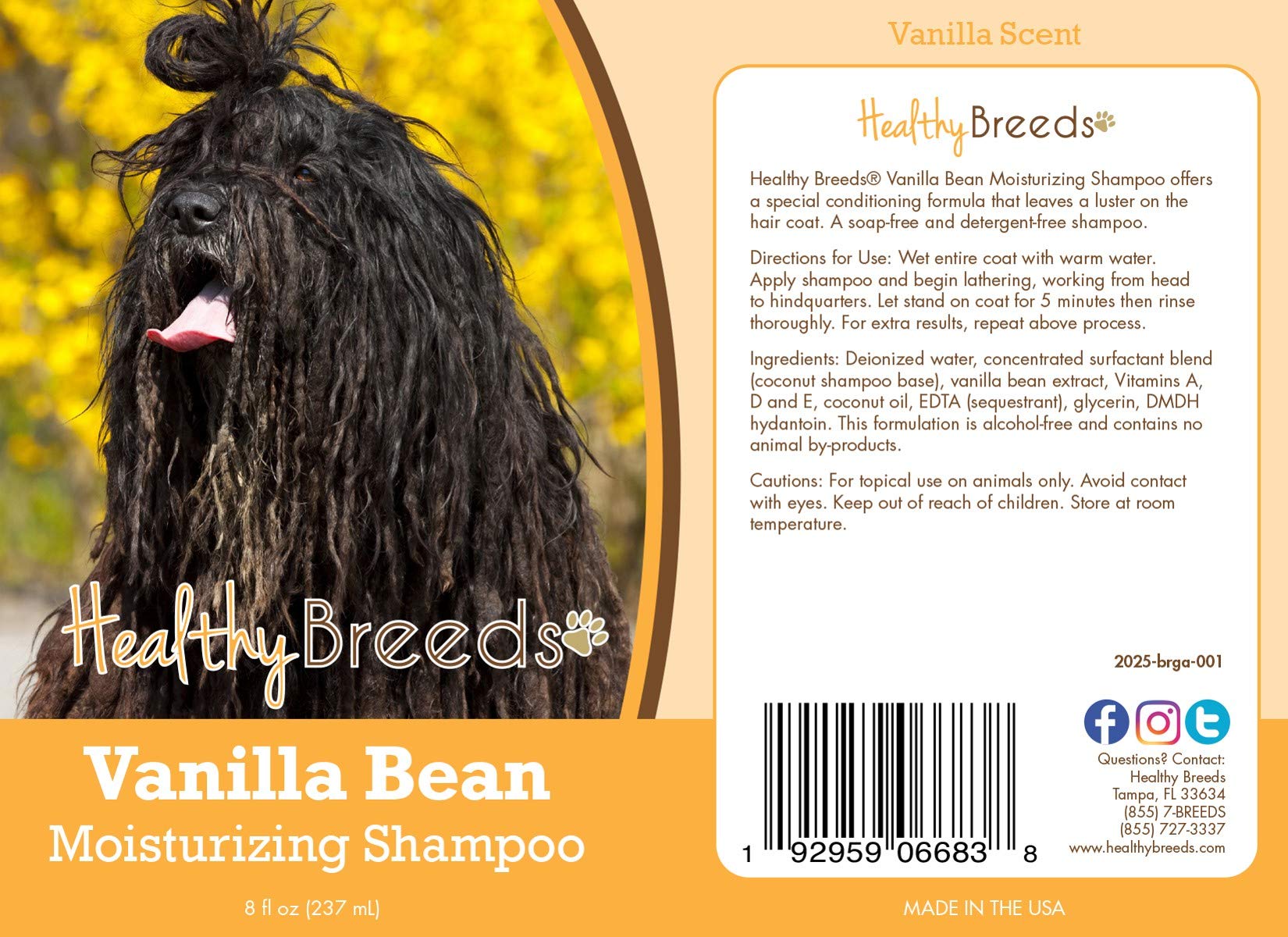 Healthy Breeds Bergamasco Vanilla Bean Moisturizing Shampoo 8 Oz