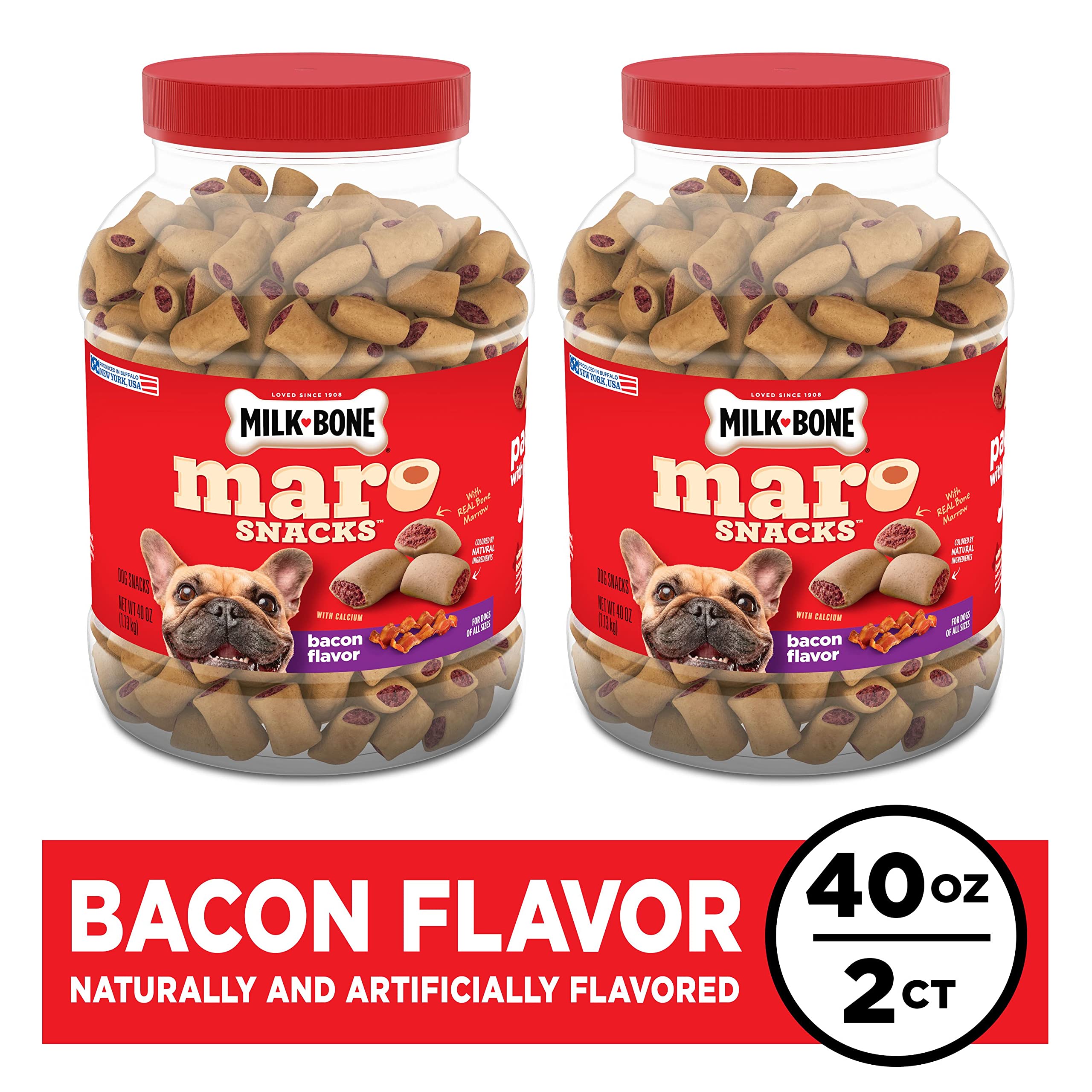 Milk-Bone MaroSnacks Bacon Flavor Small Dog Treats With Bone Marrow, 40 Ounces (Pack of 2) (Packaging Design May Vary)