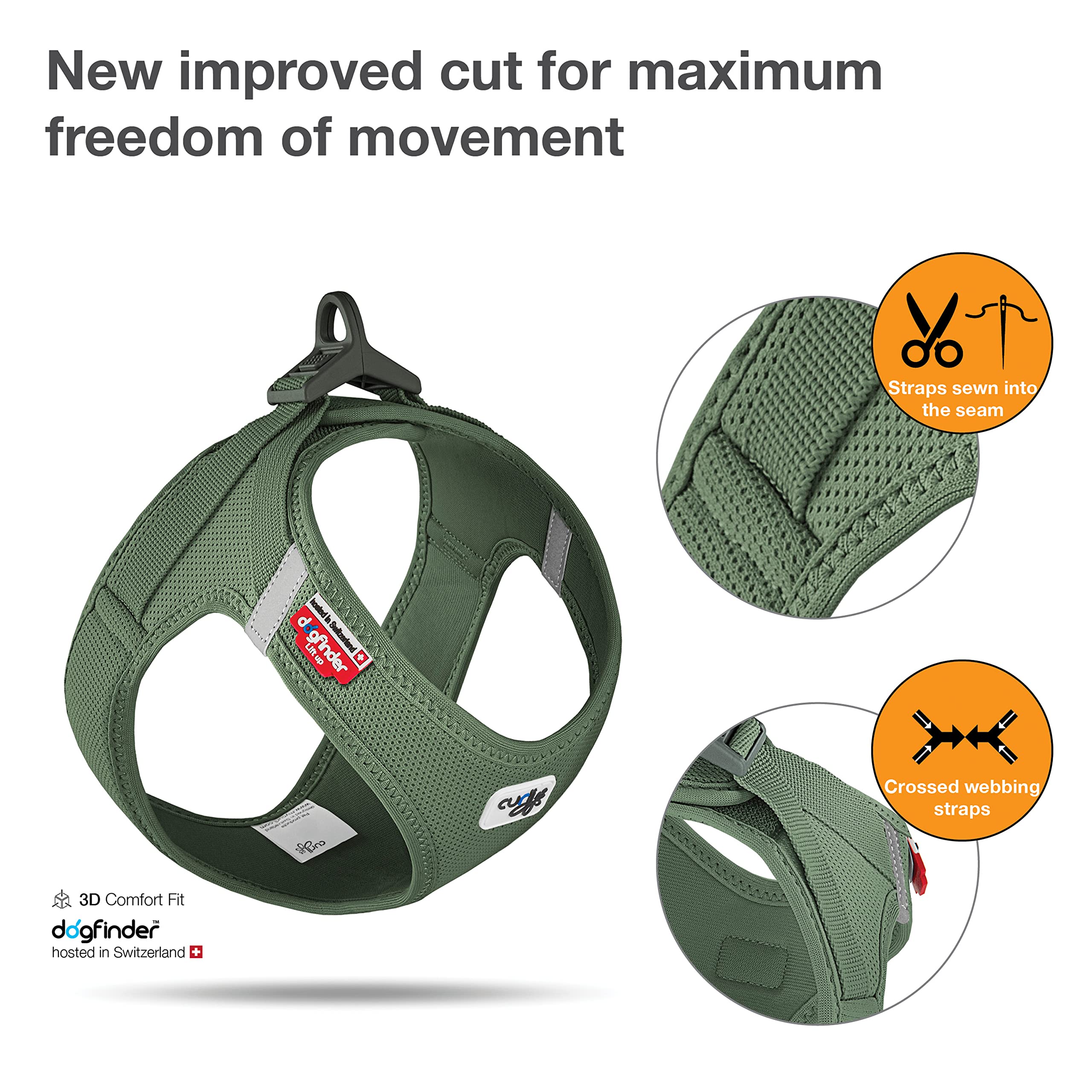 Vest Harness Curli Clasp Air-Mesh Moss Xs