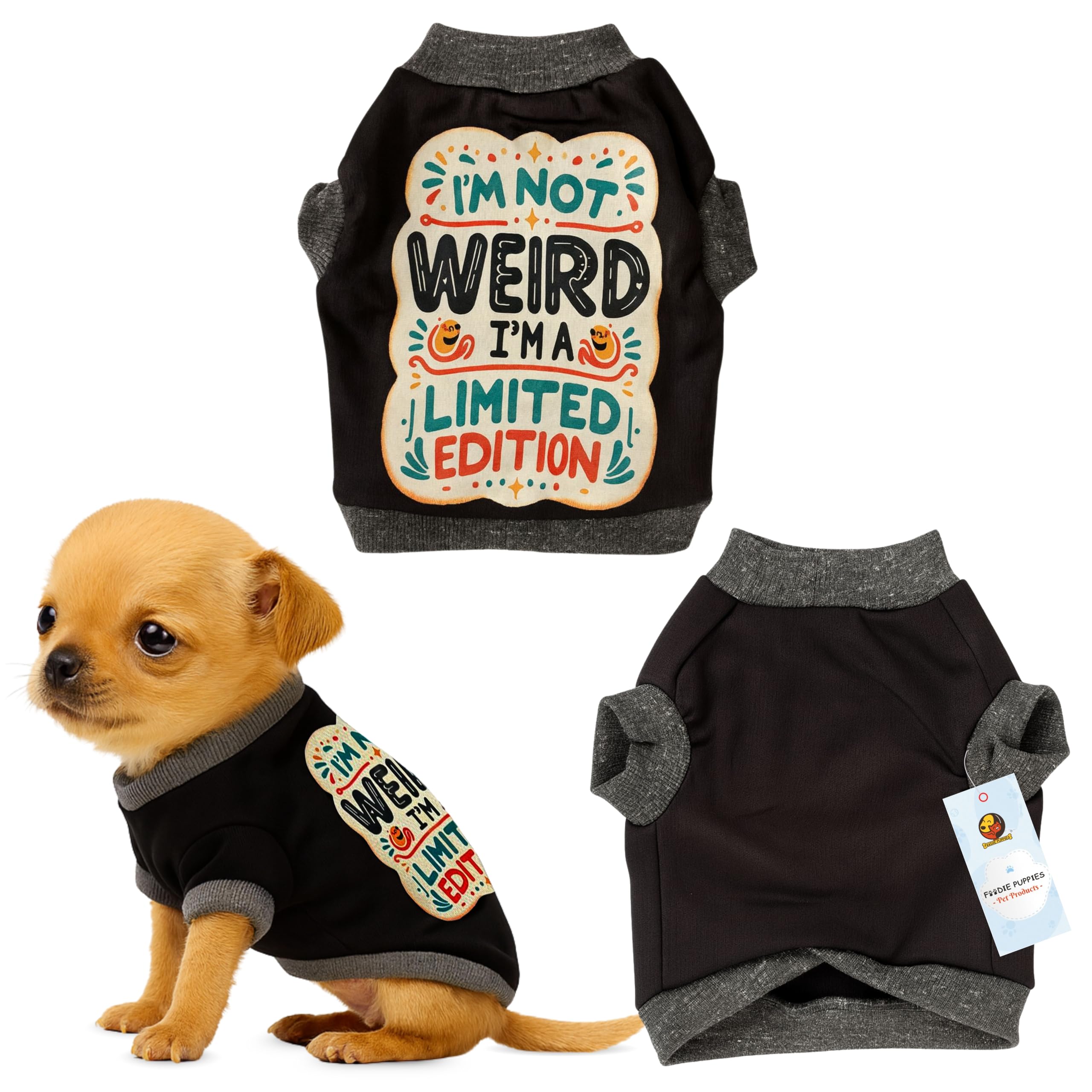 Foodie Puppies Dog Warm Sweater Jacket - (Red, Printed T-Shirt, 12 Inch) For Puppies | Soft, Lightweight Pet Apparel With Stylis