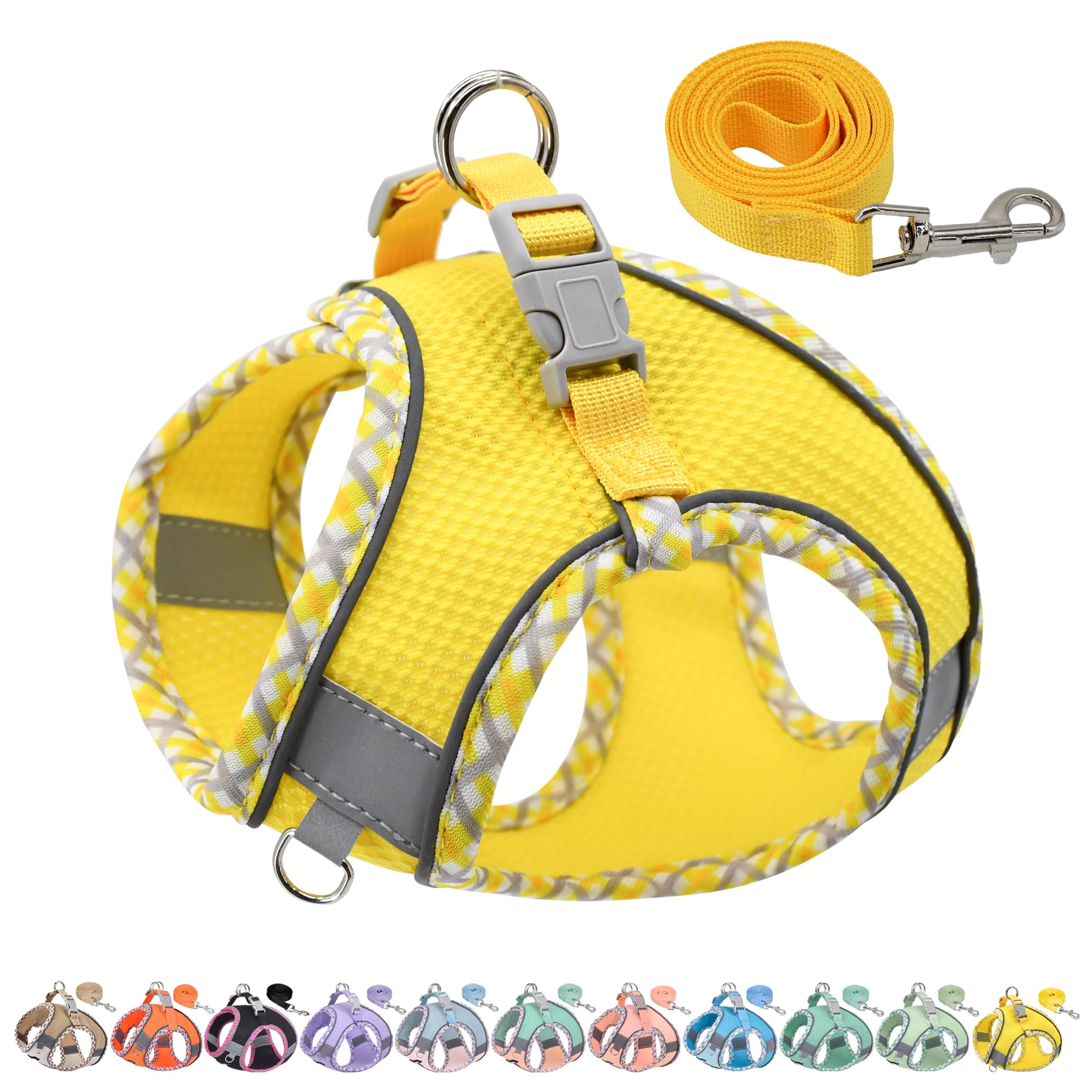 AIITLE Tiny Dog Harness - Lightweight Mesh Step-in Vest for Puppy, Reflective & Escape-Proof Design with High-Stick Magic Tape -
