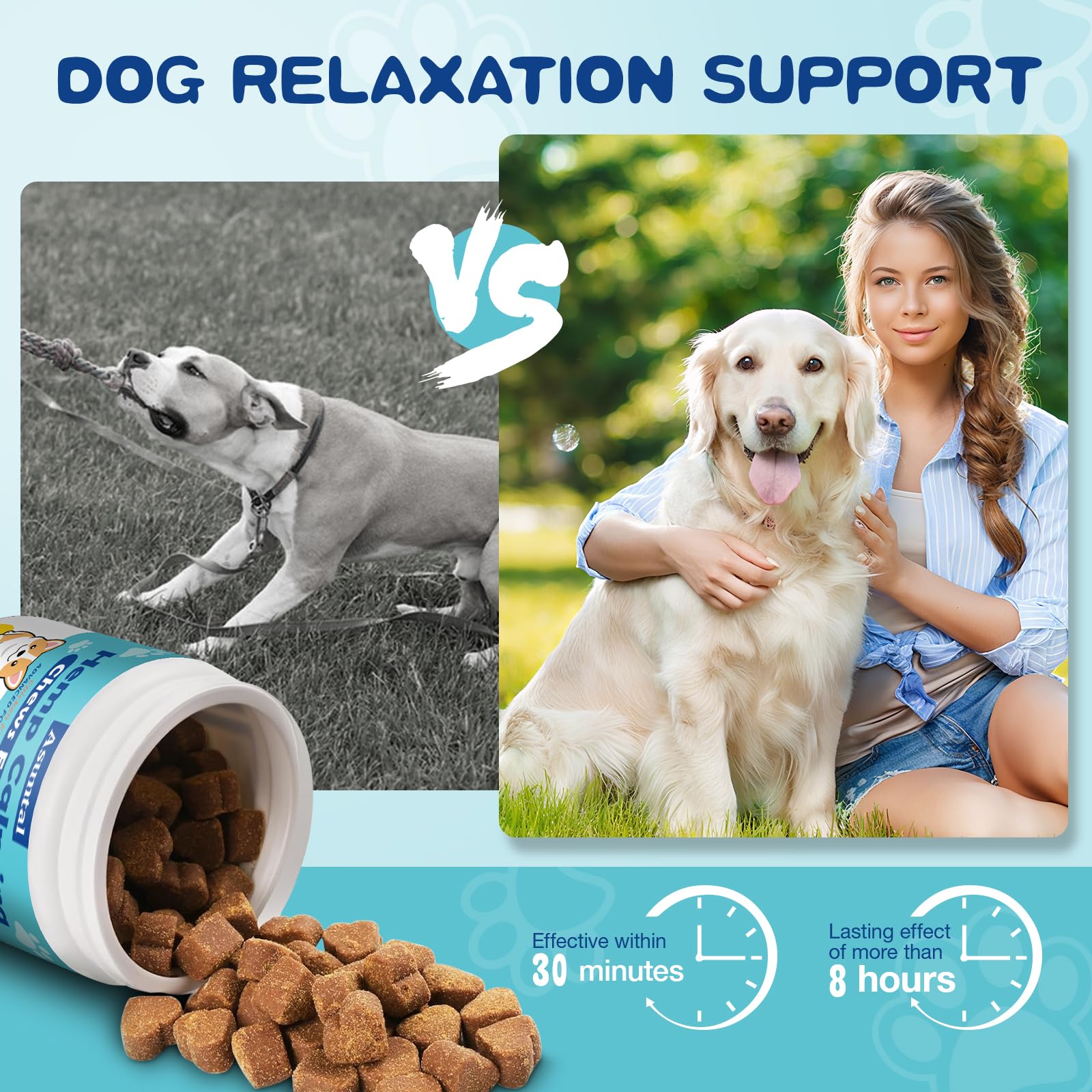 Calming Chews for Dogs - Advanced Hemp Dog Calming Chews - Anxiety Relief Treats - Dog Supplement for Barking, Vet Visits, Stres
