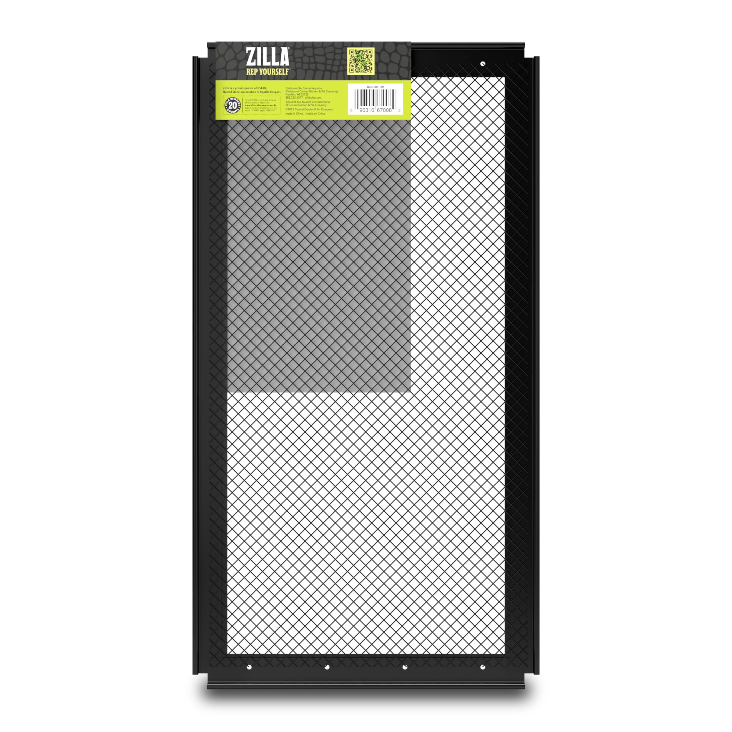 Zilla Reptile Terrarium Cover, Fresh Air Screen, 16x8-inch, Steel, Black & Gray, Model 100111479