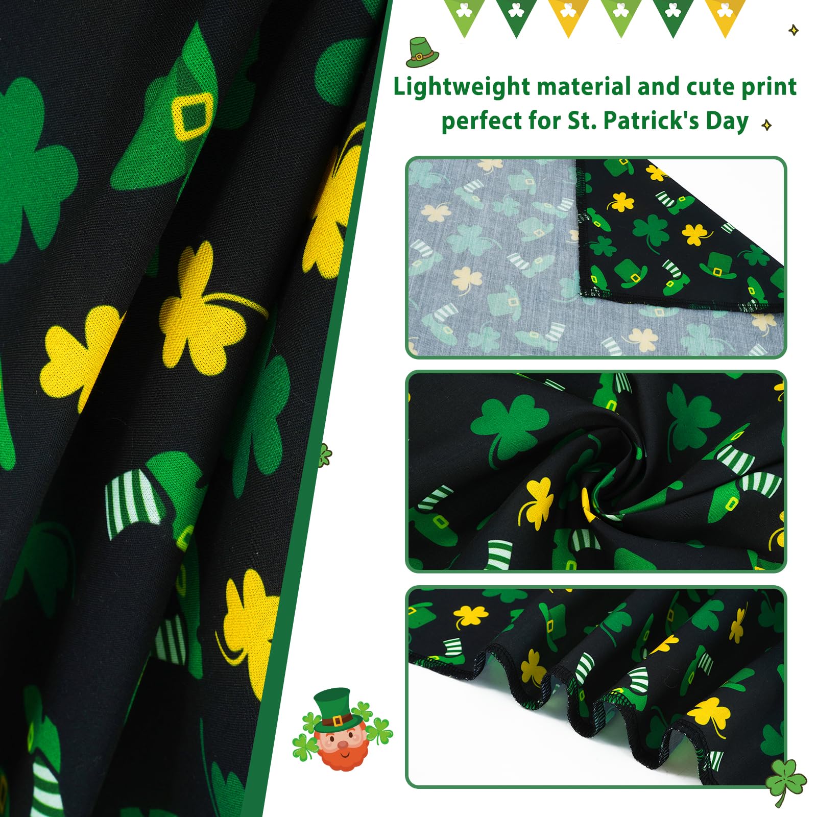 E-Clover Spring Dog Bandana & Matching Scrunchie-Shamrock Dog Bandanas Irish Pet Scarf Bib For Medium Large Dogs Girl Boy Owner