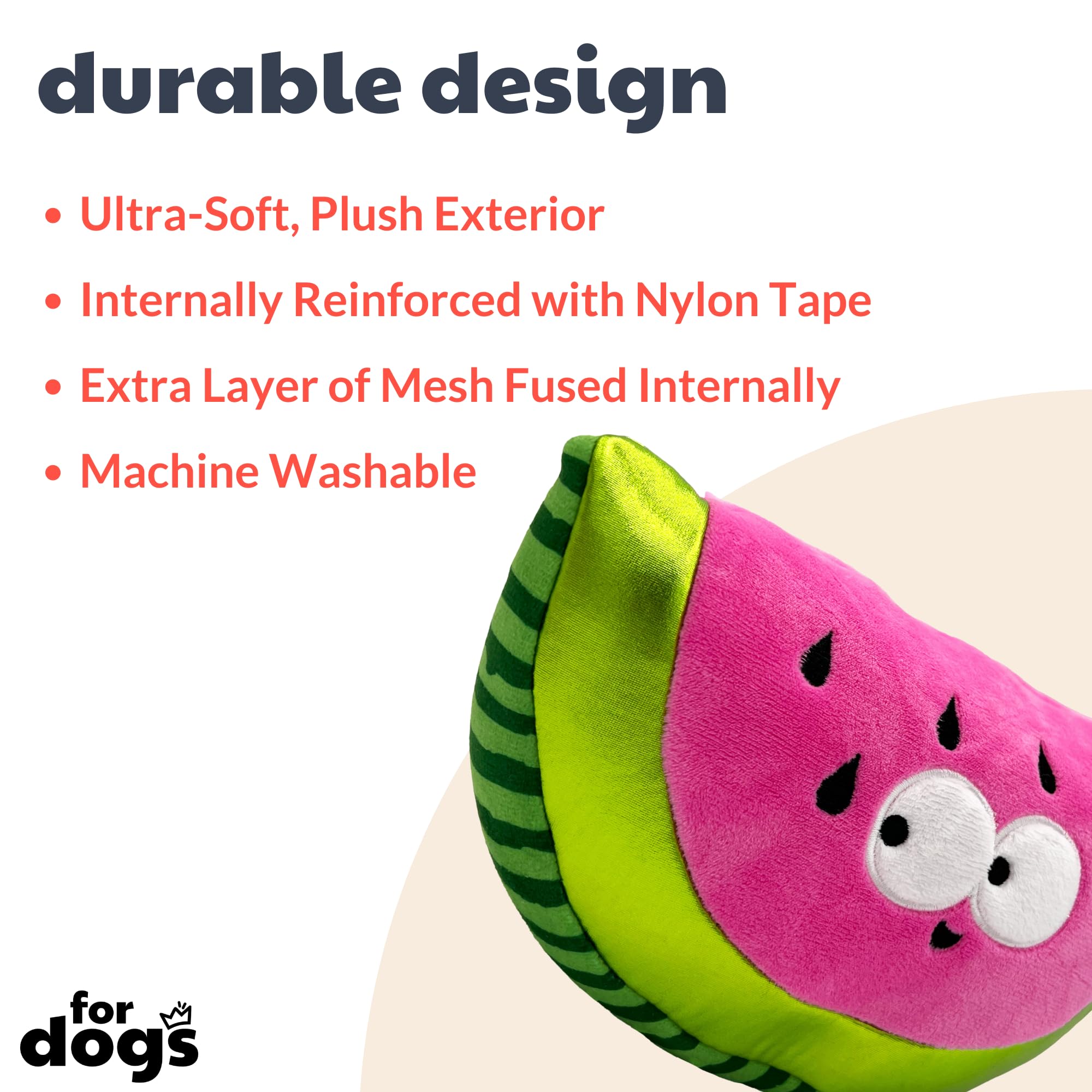 Huxley & Kent For Dogs - Walter Melon (Large) - Power Plush Dog Toy With Squeaker - Fun, Durable - H&K Squeaky Funny Dog Toy
