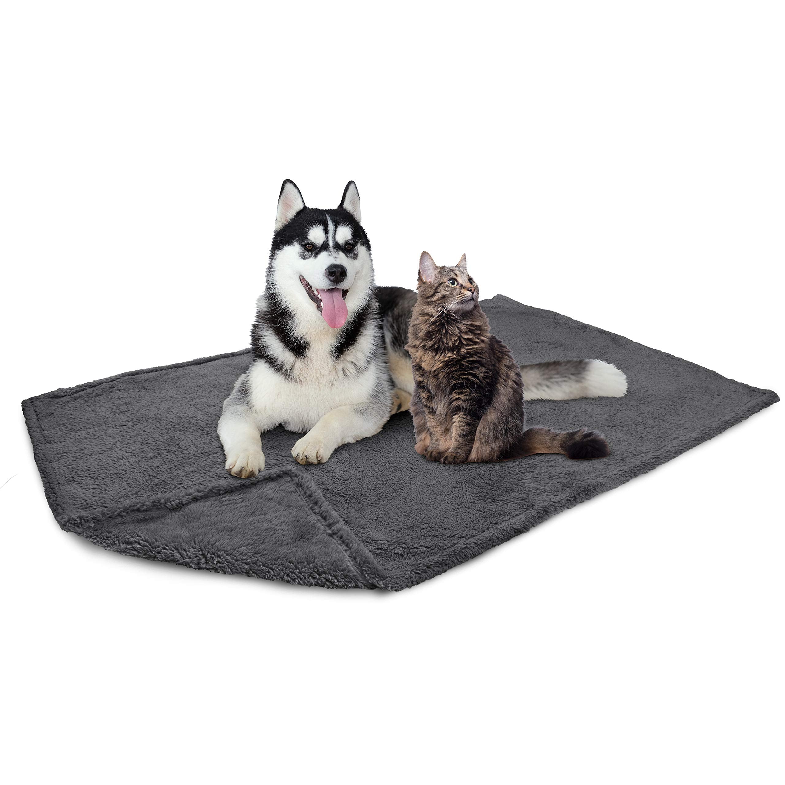 Petami Fluffy Waterproof Dog Blanket For Medium Large Dogs, Soft Warm Pet Sherpa Throw Pee Proof Couch Cover, Reversible Cat Bed Blanket Sofa Protector, Plush Washable Pad (Gray, 29X40)