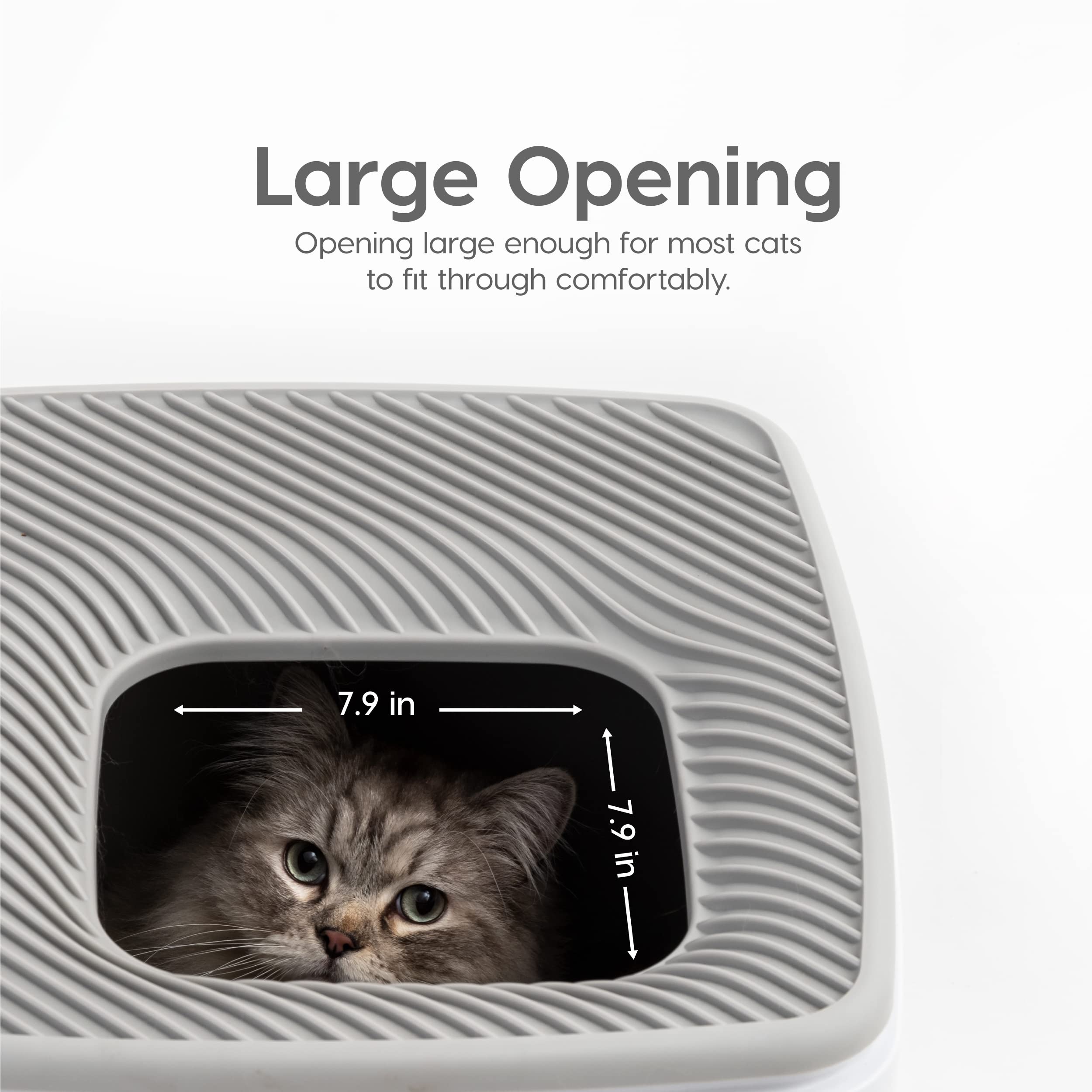 Iris Usa Premium Top Entry Cat Litter Box With Scoop, Square Enclosure For Cat And Kitty, Gray