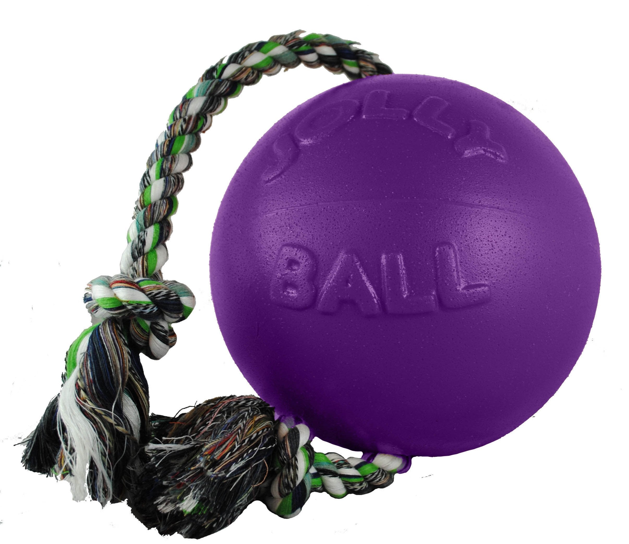 Jolly Pets Romp-N-Roll Rope And Ball Dog Toy, 6 Inches/Medium, Purple