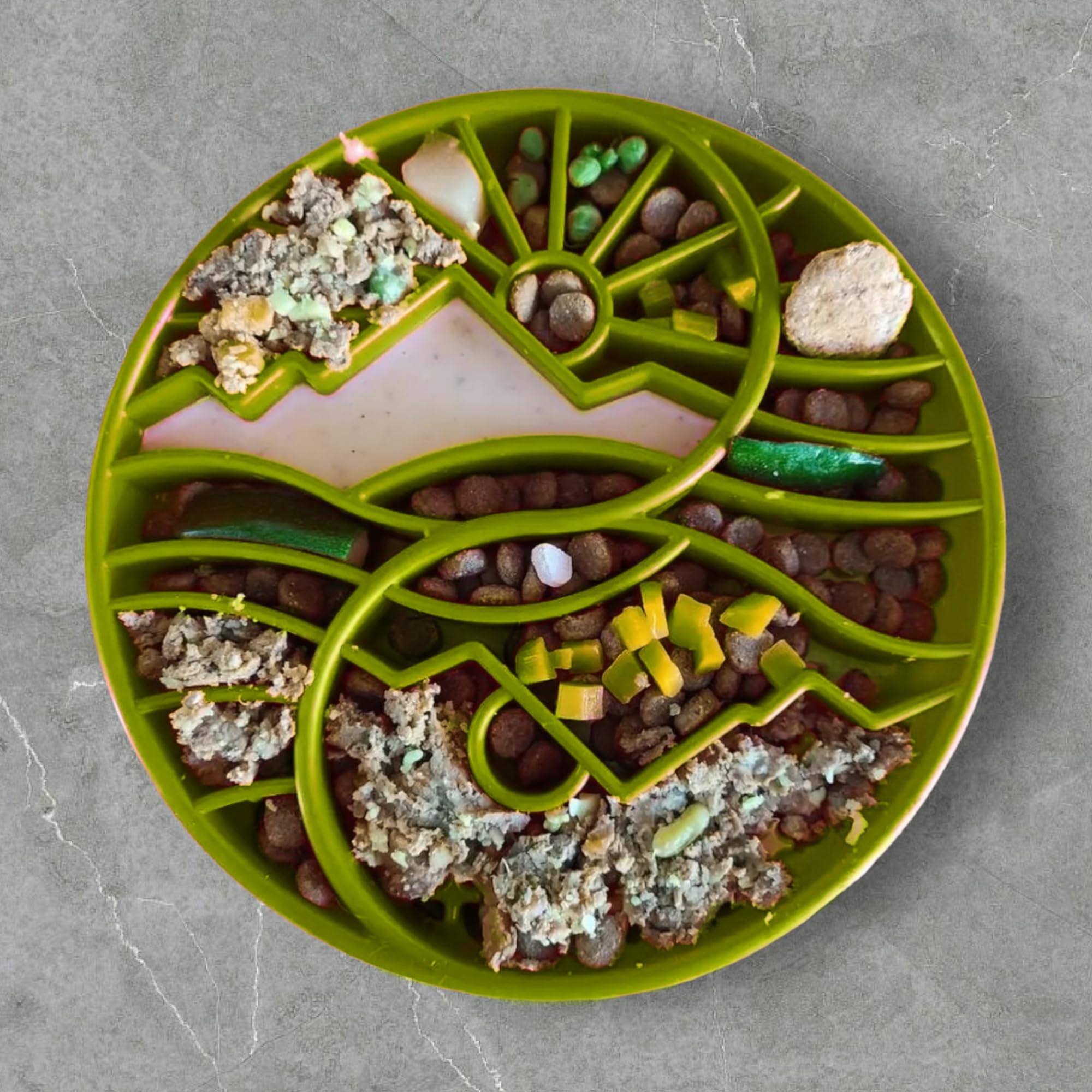 SodaPup Yin Yang eTray - Durable Enrichment Feeder Made in USA from Non-Toxic, Pet-Safe, Food Safe Material for Mental Stimulati