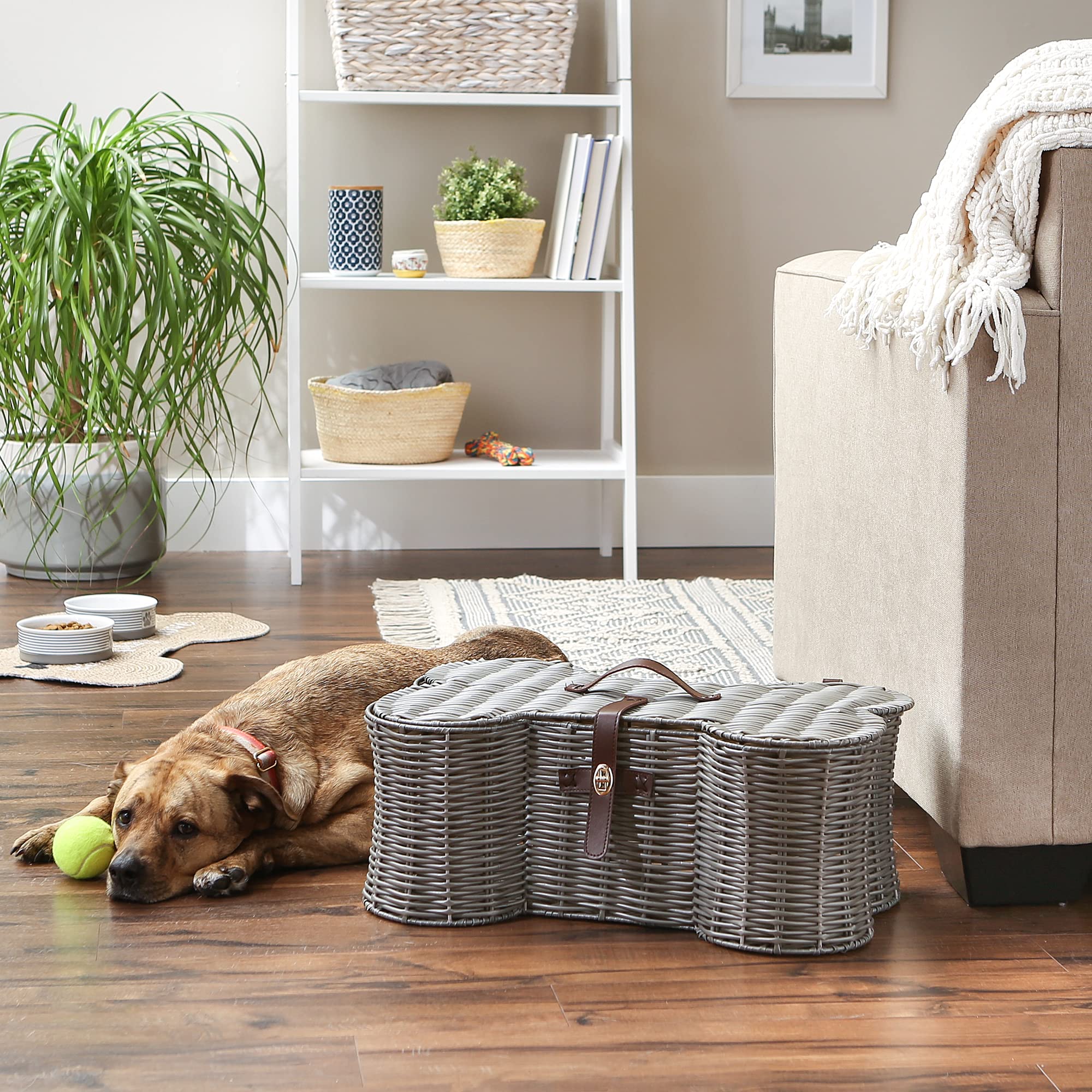 DII Gray Bone Shape Toy Basket Medium 21x13x8