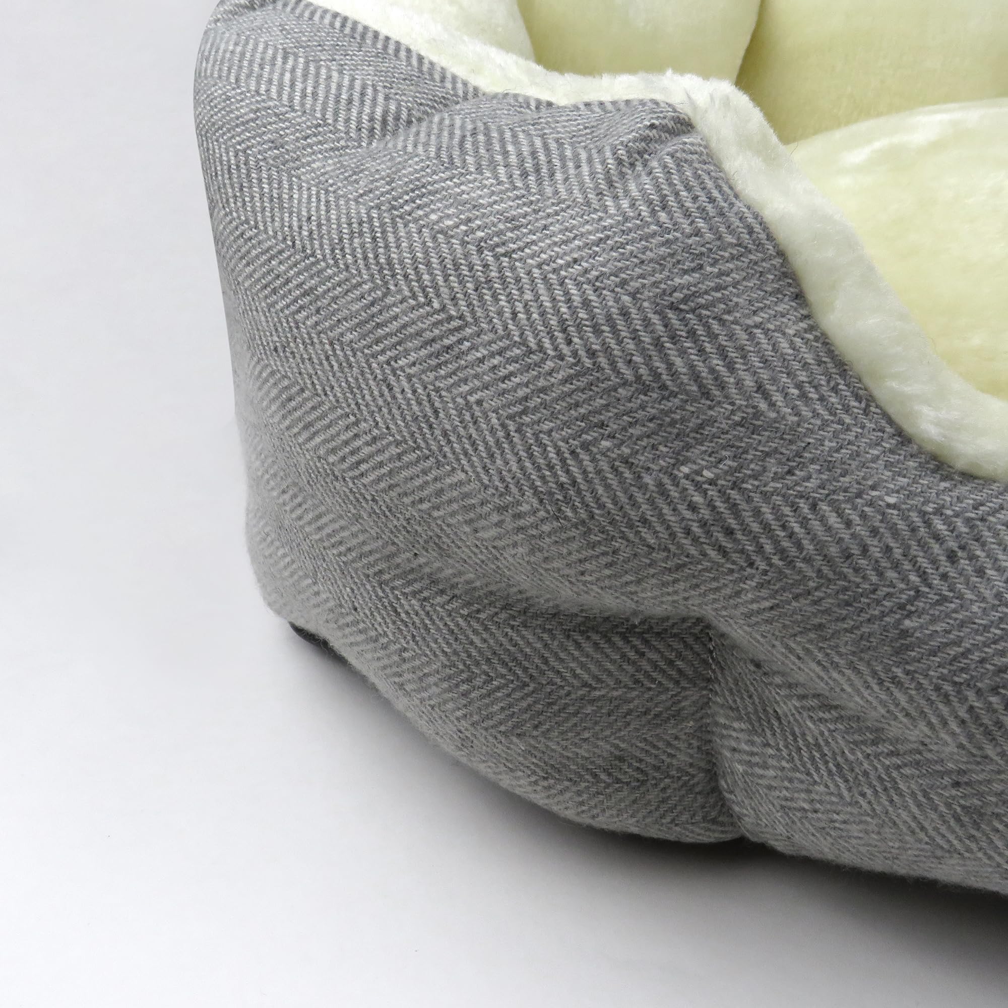 Pet Passion Mello-The Ultra Luxe Bolster Dog Bed With Removable Washable Pillow For All Pet Breeds, Ivory Tweed, Large