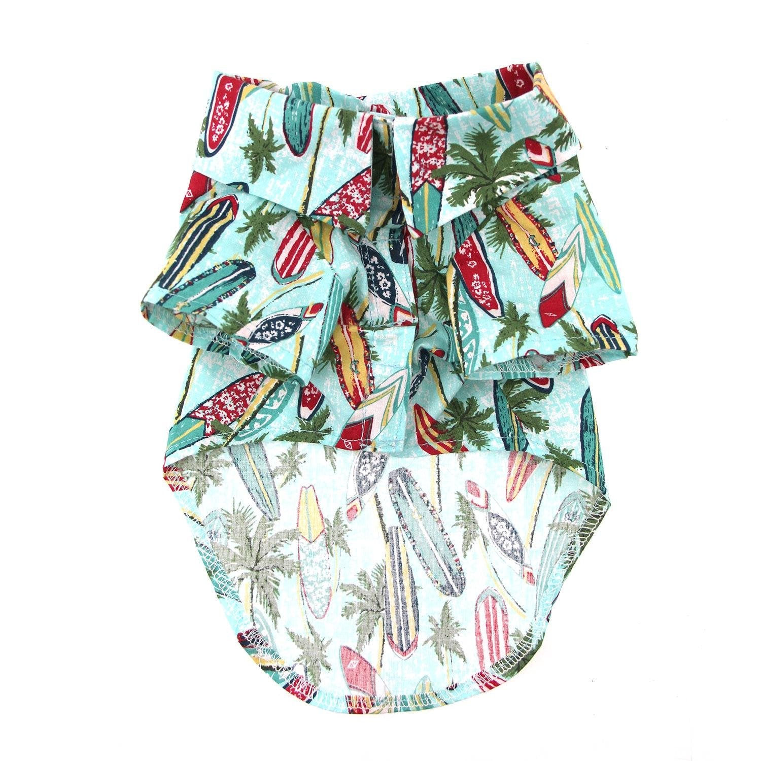 Doggie Design Hawaiian Camp Shirts (Xxs, Surfboards & Palms)