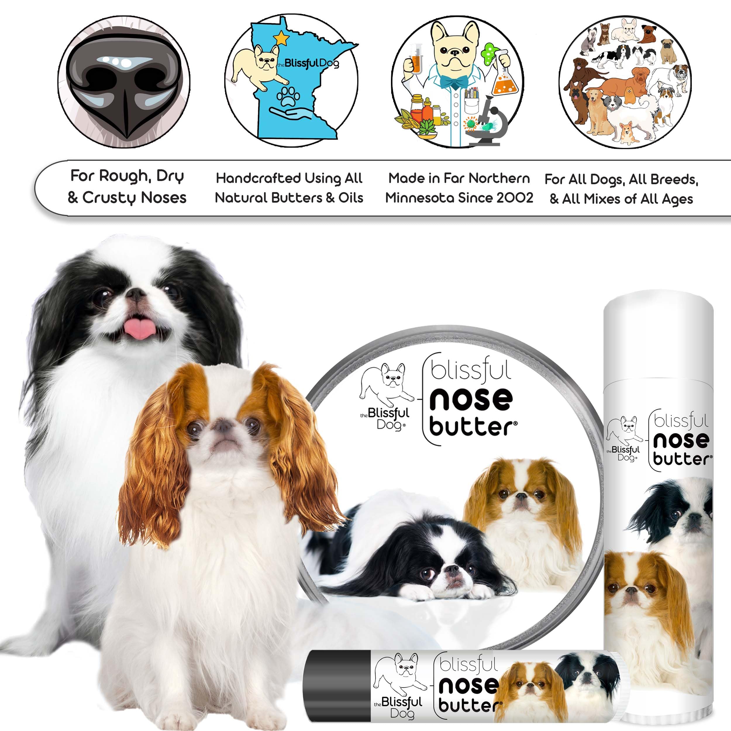 The Blissful Dog Japanese Chin Unscented Nose Butter - Dog Nose Butter, 8 Ounce
