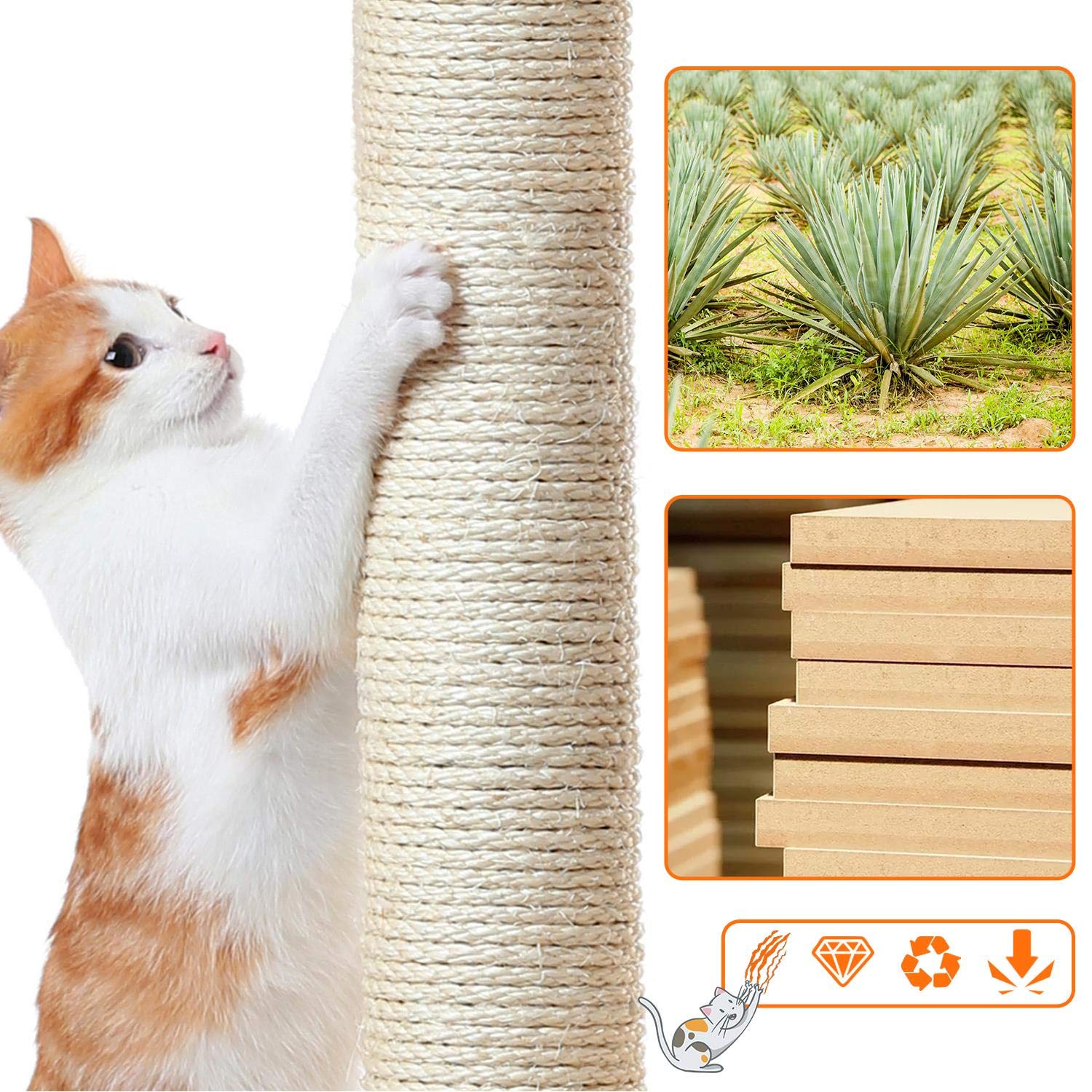 Topeakmart Cat Tree 33In Cat Tower, Multi-Level Cat Condo With Extra Scratch Boards And Sisal Posts As Kitty Activity Center